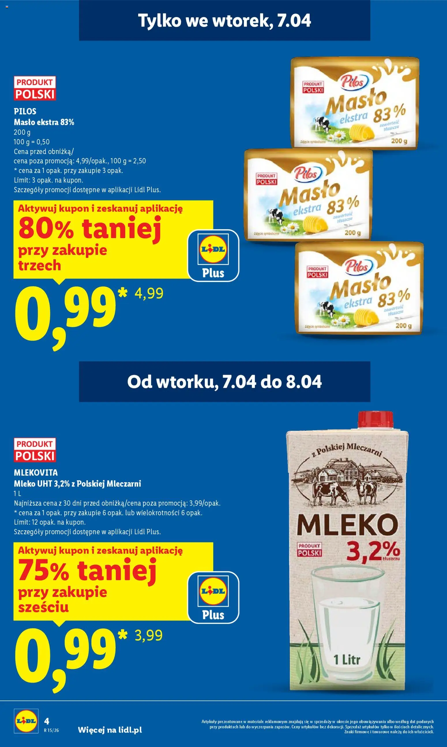 Lidl gazetka od 07.04.2026 | Strona: 4 | Produkty: Mleko, Masło
