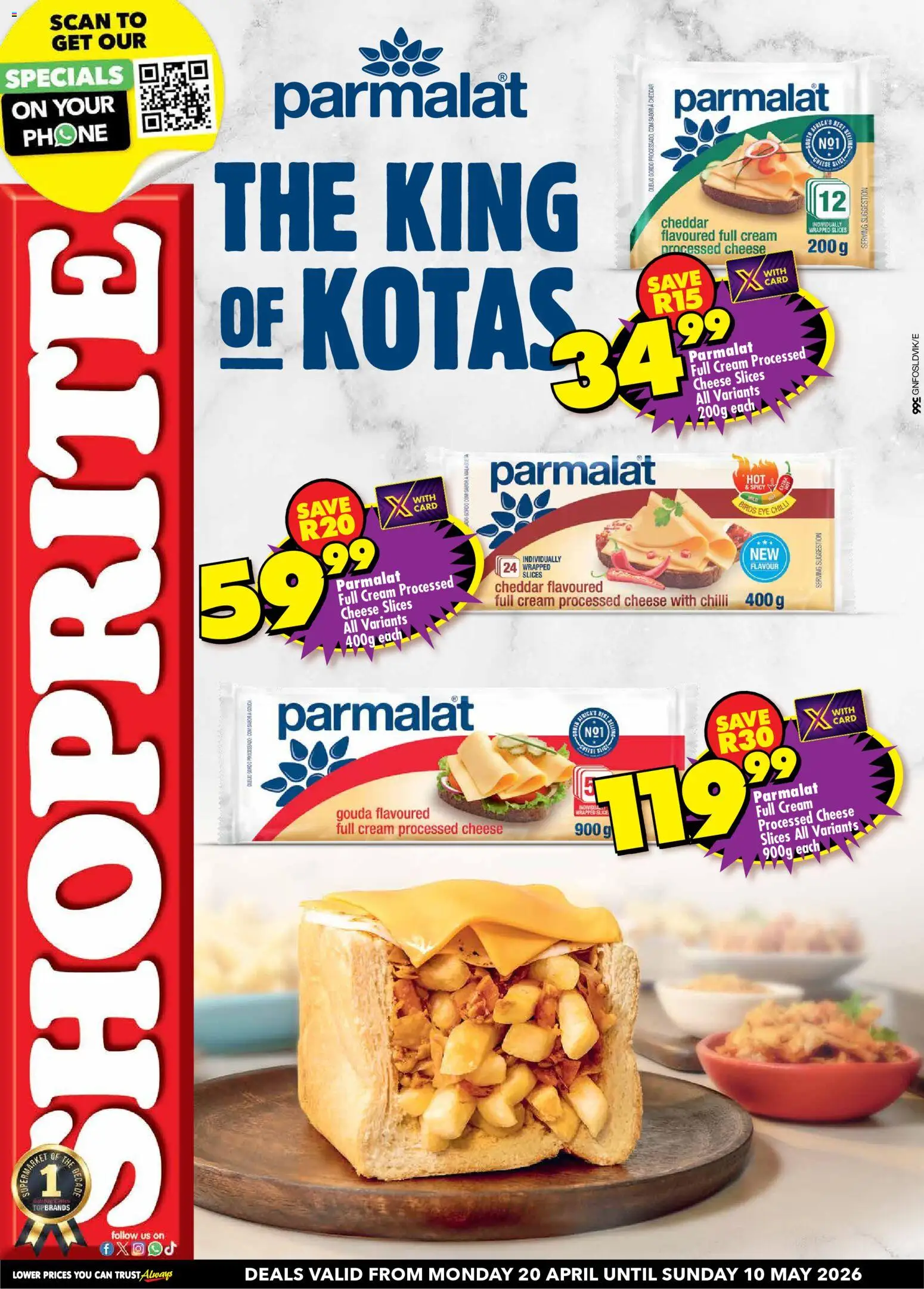 New Shoprite catalogue – valid from 20.04.2026 | Page: 1 | Products: Phone, Cheese, Cream, Chilli