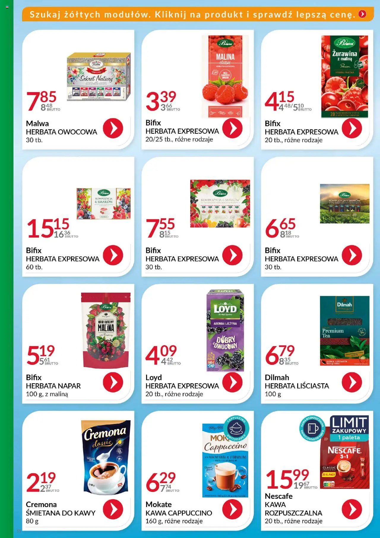 Eurocash Gazetka - Katalog Artykułów Spożywczych od 21.09.2025 | Strona: 55 | Produkty: Cappuccino, Żurawina, Herbata, Śmietana