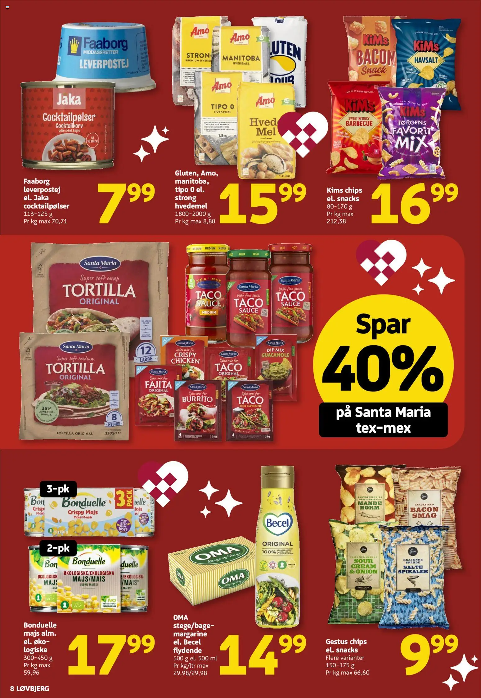 Løvbjerg tilbudsavis – gyldig fra 21.11.2025 | Side: 8 | Produkter: Chips, Cocktailpølser, Bacon, Guacamole