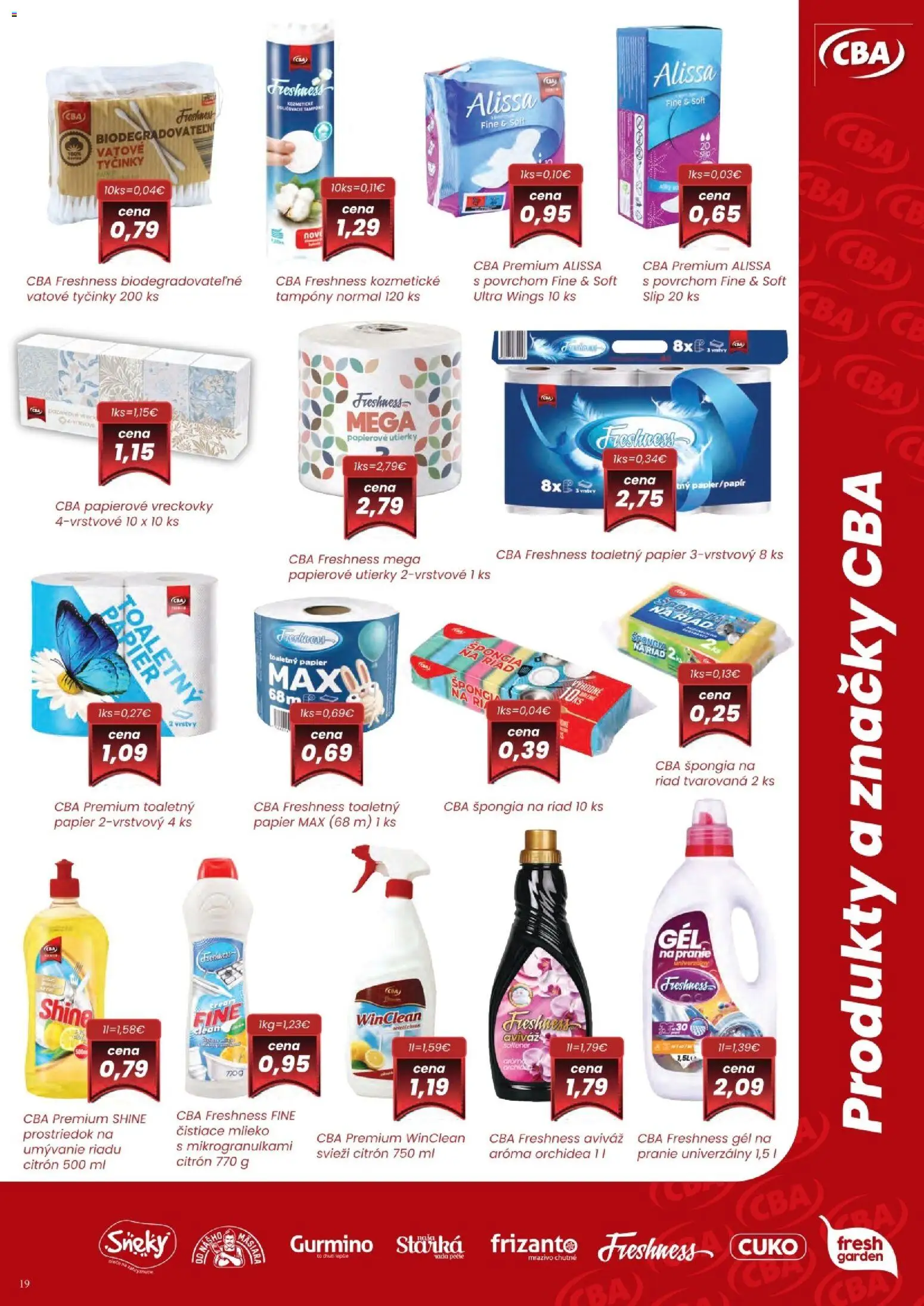 Nové CBA Komfos akcie – leták je platný od 07.05.2026 | Strana: 20 | Produkty: Mlieko, Toaletný papier, Aviváž, Orchidea