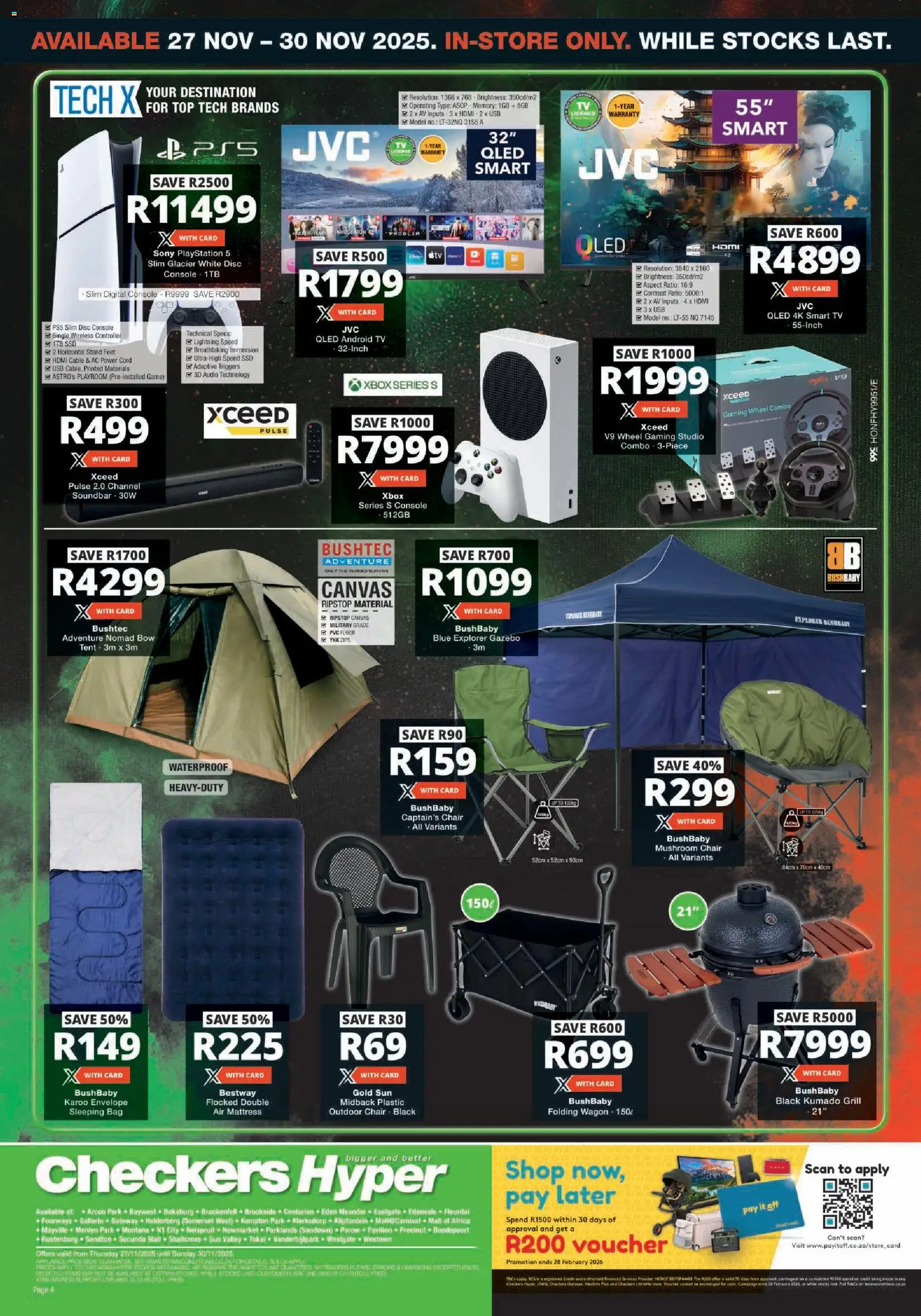 New Checkers catalogue – valid from 27.11.2025 | Page: 4 | Products: Xbox, Bag, USB, Chair