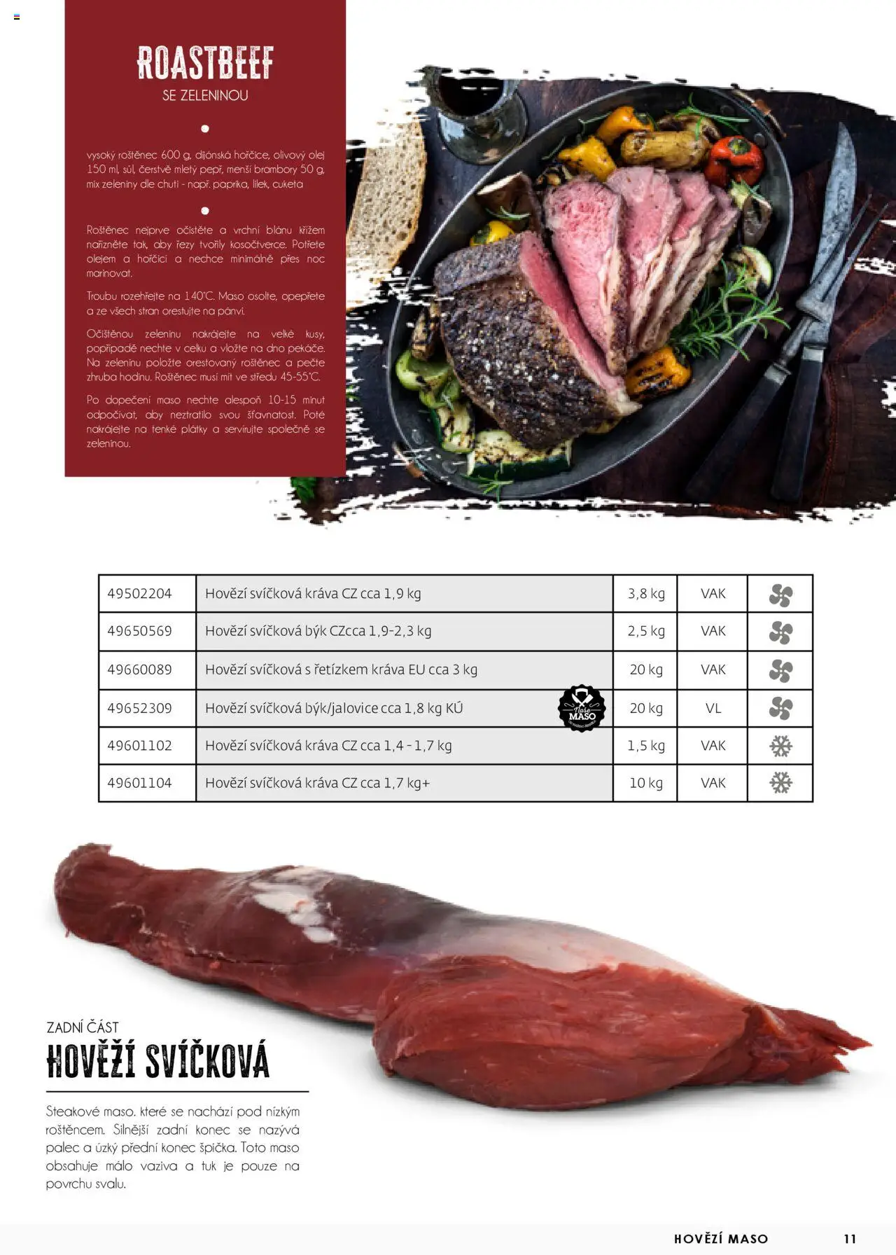 Jip katalalog - Maso 2025 od 01.01.2025 | Strana: 11 | Produkty: Olej, Hovězí maso, Hovězí svíčková, Roastbeef