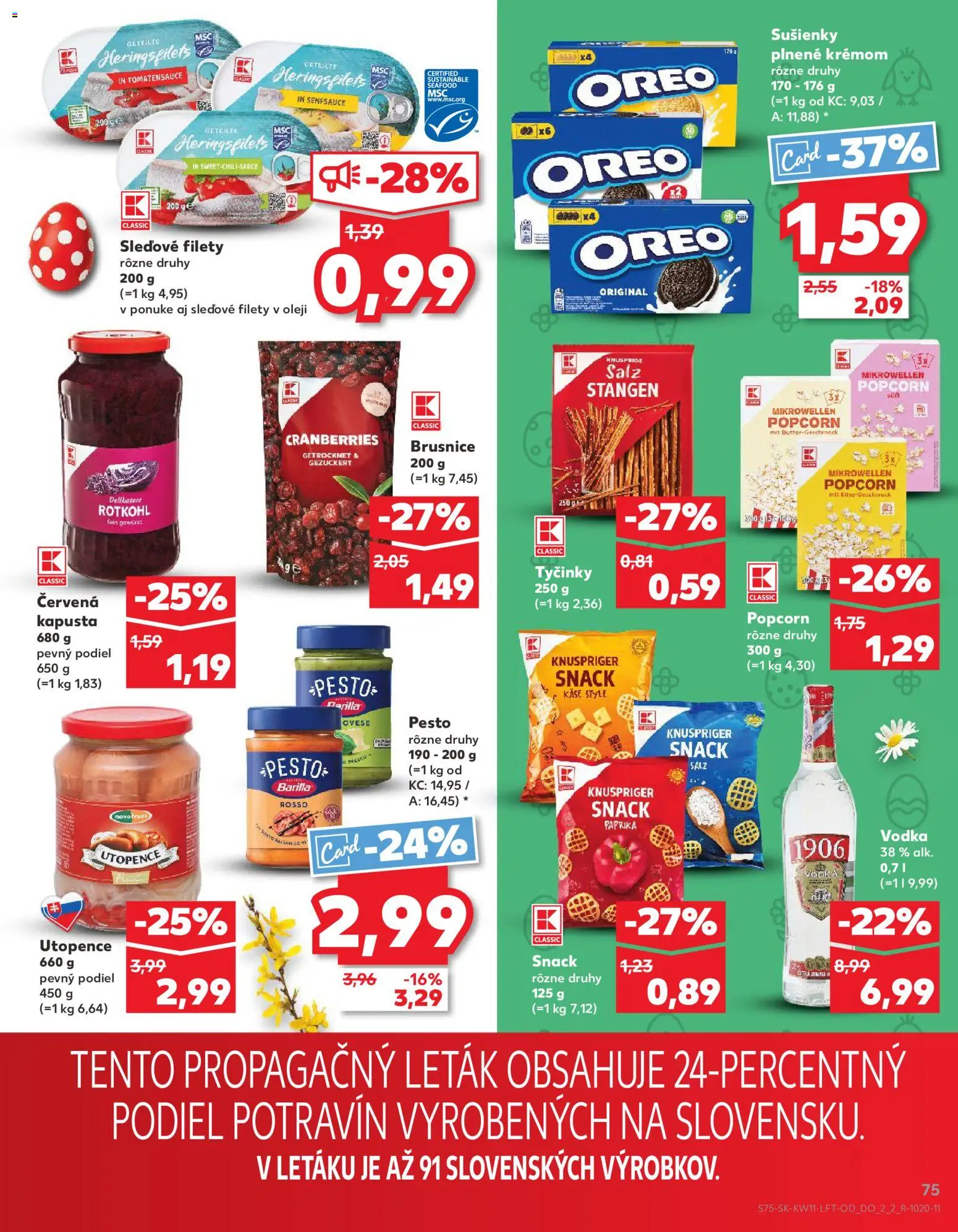 Kaufland SK akciós ujság - amely érvényes a következő dátumtól: 12.03.2026 | Oldal: 75 | Termékek: Pesto, Popcorn, Vodka