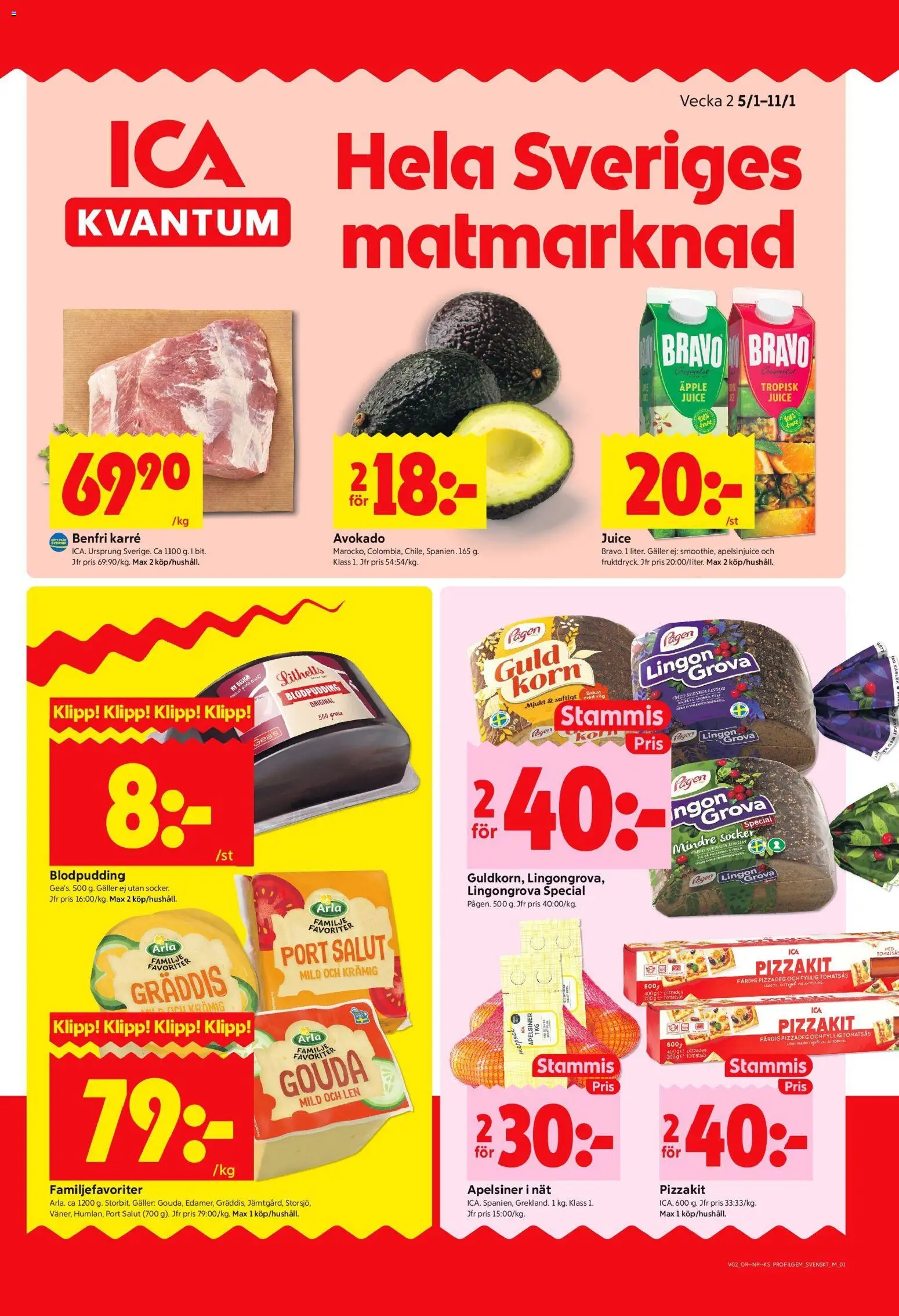 ICA Kvantum reklamblad aktuell från 05.01.2026 | Sida: 1 | Produkter: Lingongrova, Galler, Juice, Äpple