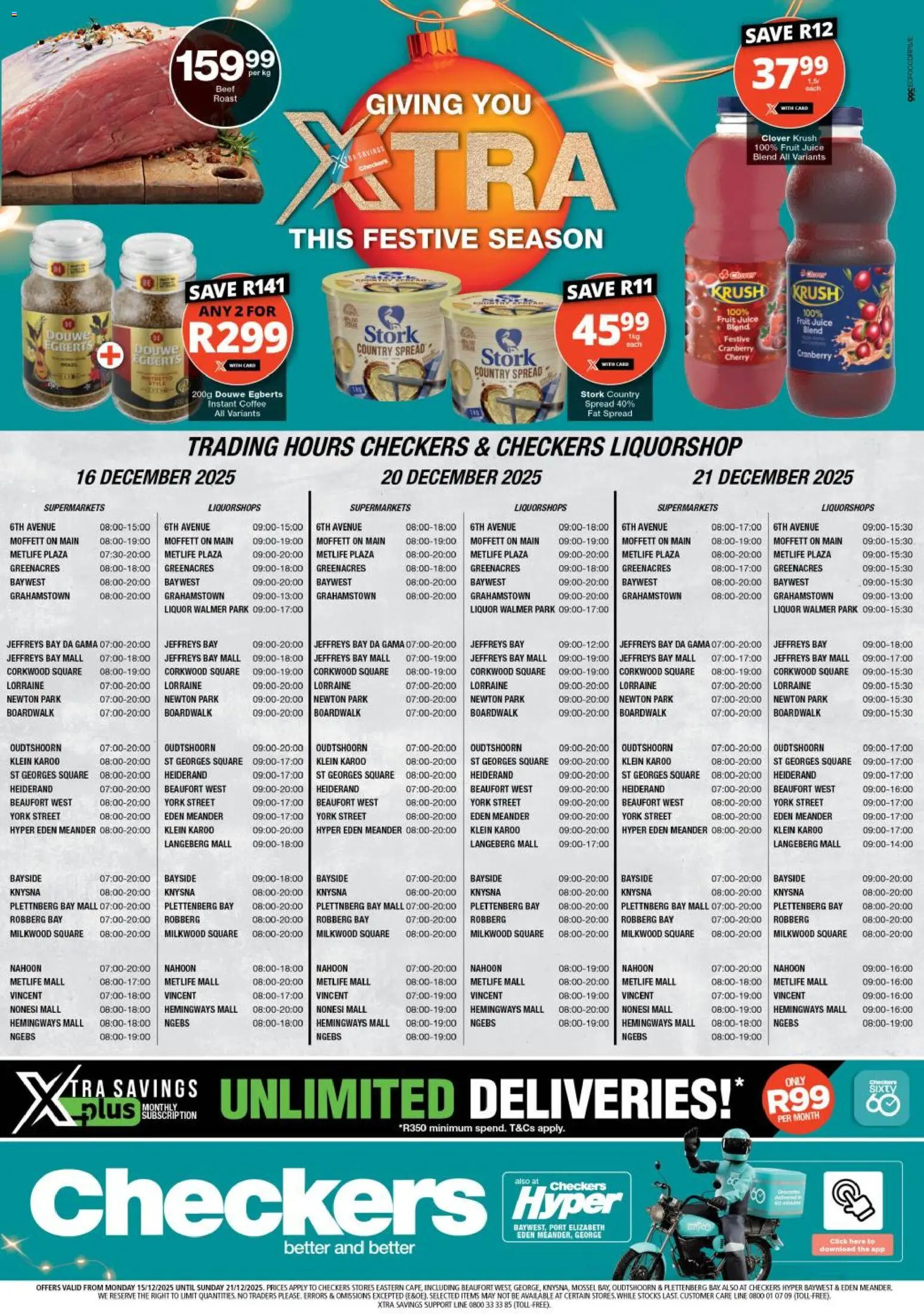 New Checkers catalogue – valid from 15.12.2025 | Page: 1 | Products: Beef, Fat spread, Fruit, Estuche organizador de viaje