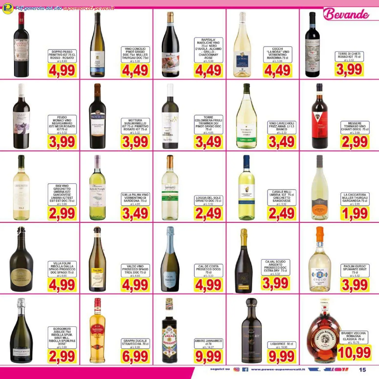 Volantino Pewex del 07.01.2026 | Pagina: 15 | Prodotti: Prosecco, Vino, Brandy, Amaro