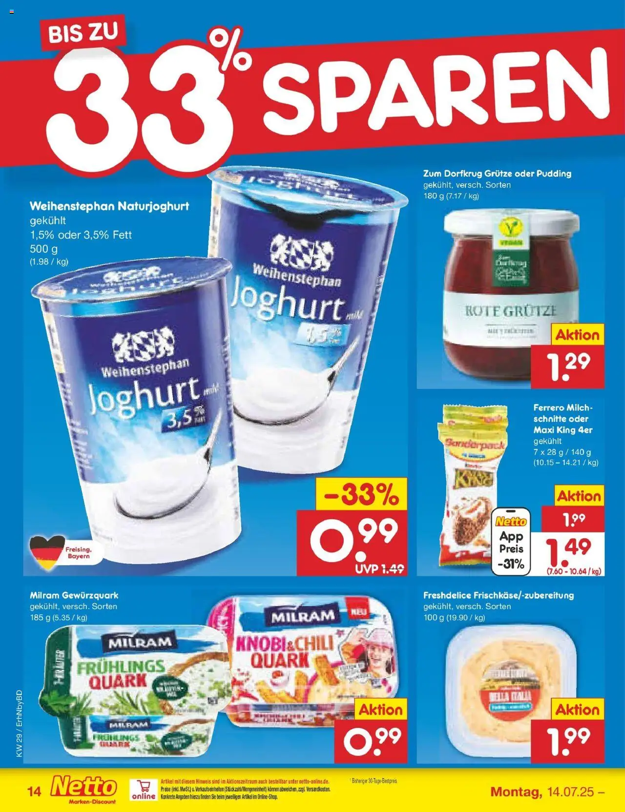 Netto Marken-Discount prospekt Ergolding	 - gültig ab dem 13.07.2025 | Seite: 18 | Produkte: Quark, Milch, Joghurt, Milram
