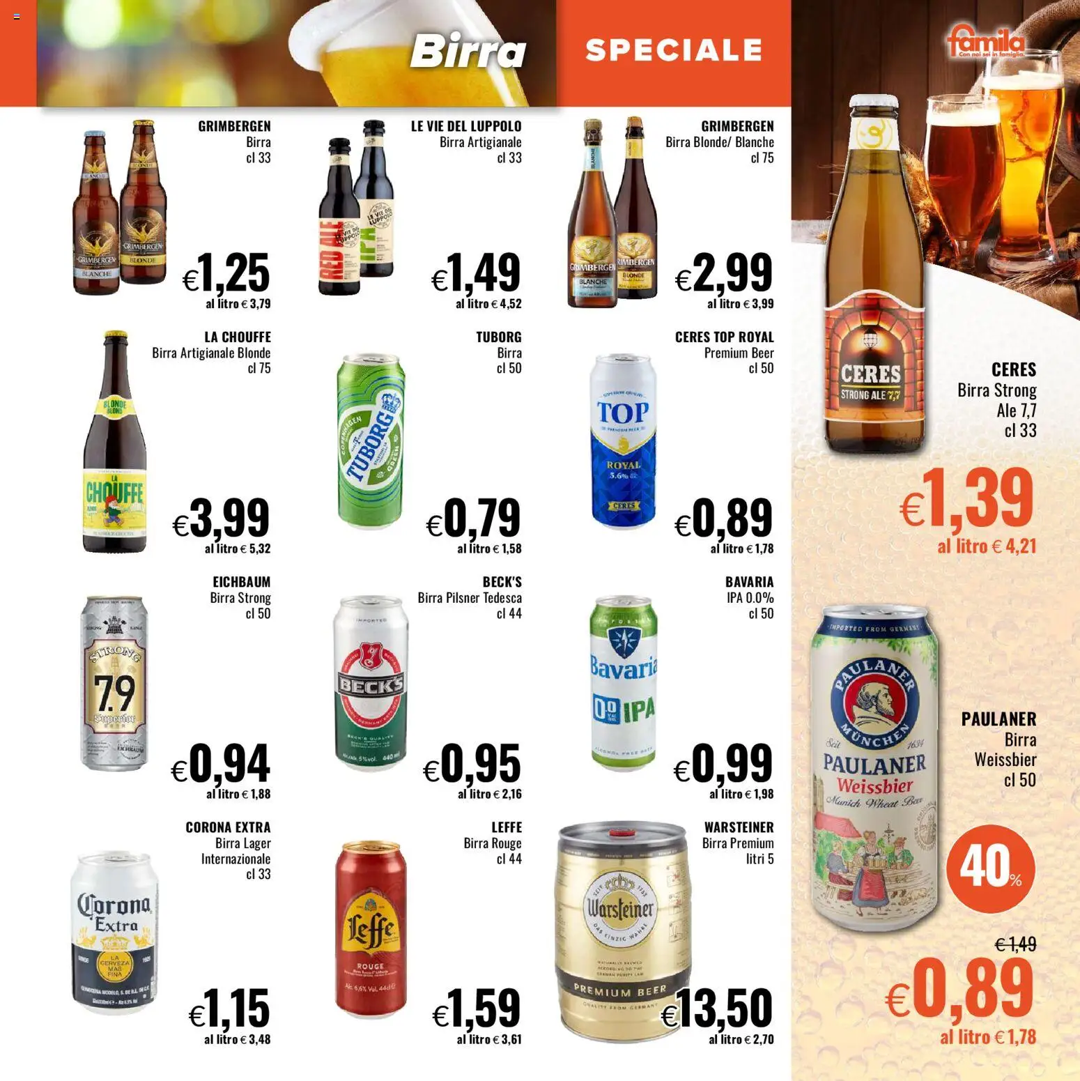 Volantino Famila del 05.03.2026 | Pagina: 17 | Prodotti: Birra, Top, Ceres