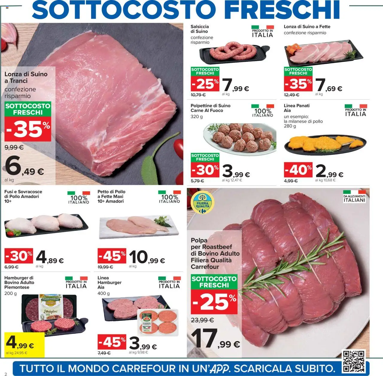Volantino Carrefour del 23.10.2025 | Pagina: 2 | Prodotti: Bovino, Petto di Pollo, Pollo, Hamburger