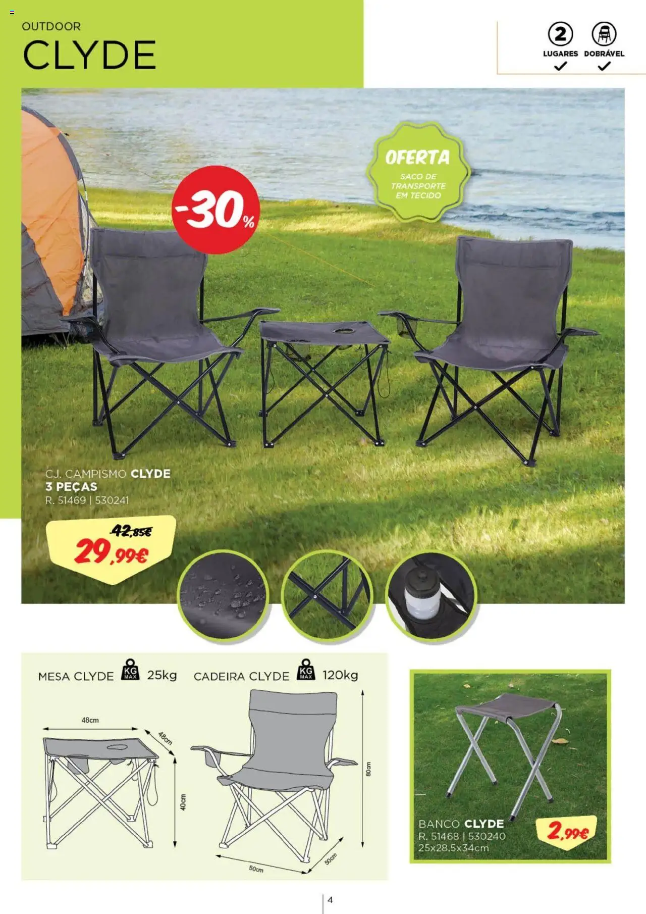 Espaço Casa - Suplemento Outdoor e Piscinas │ válido de 20.06.2025 | Página: 4 | Produtos: Banco, Mesa, Cadeira