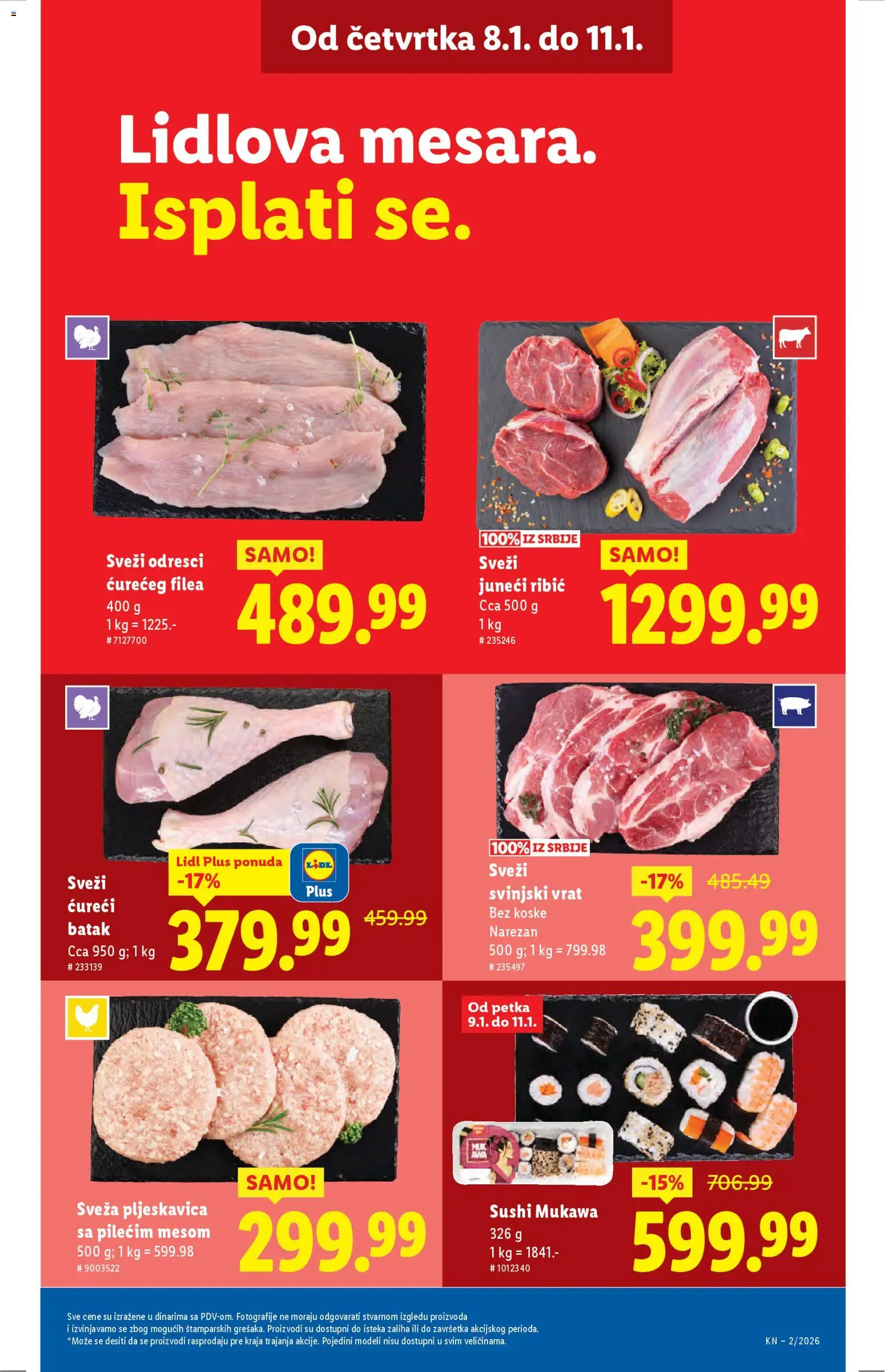 Lidl katalog - važi od 08.01.2026 | Strana: 15 | Proizvode: Ćureći batak, Svinjski vrat