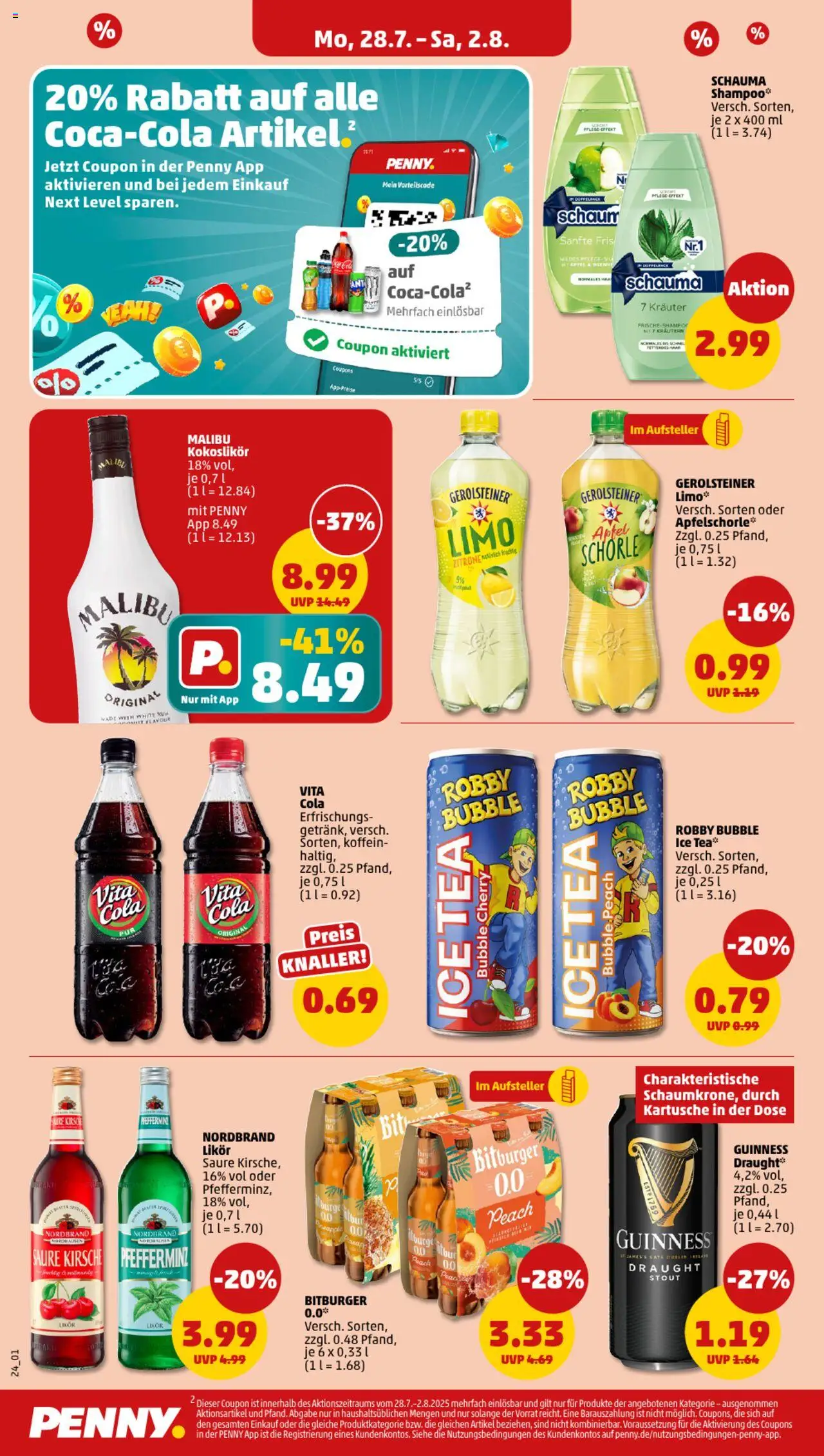Penny Prospekt 	 - gültig ab dem 28.07.2025 | Seite: 24 | Produkte: Schauma shampoo, Cola, Likör, Shampoo
