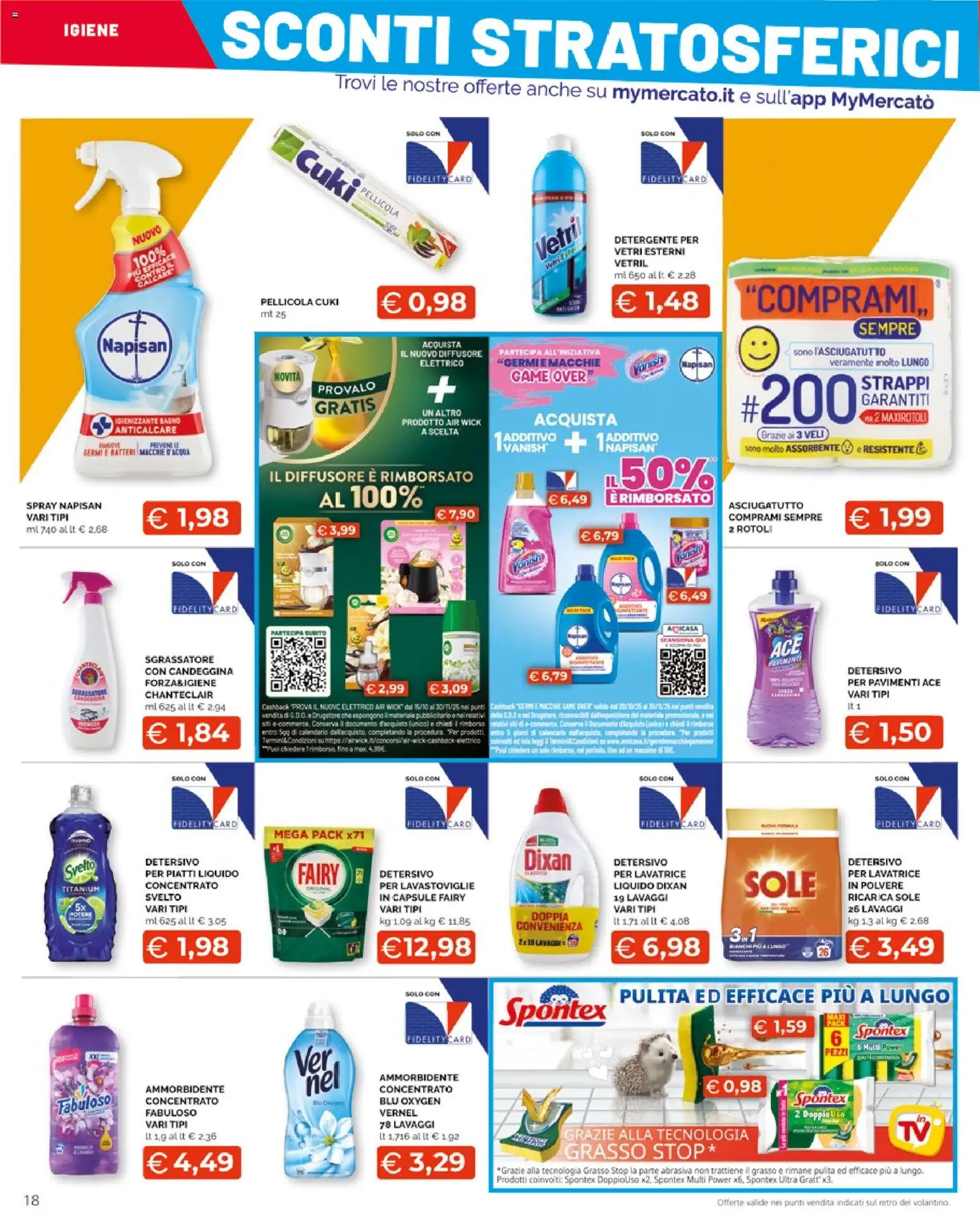 Volantino Mercatò del 10.11.2025 | Pagina: 18 | Prodotti: Detersivo per piatti, Lavatrice, Asciugatutto, Bagno