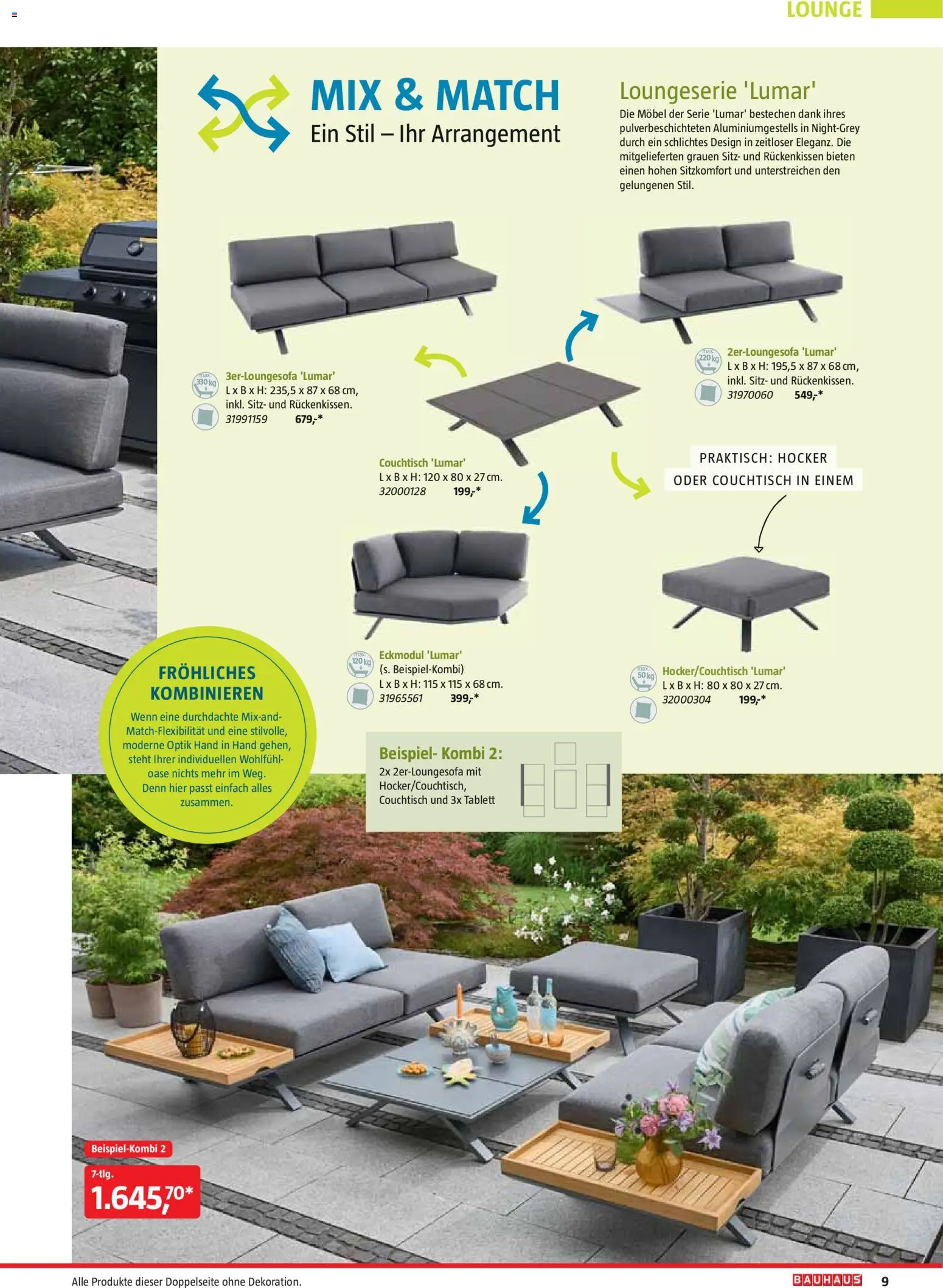 Bauhaus Freizeit im Garten – gültig ab 02.03.2026 | Seite: 9 | Produkte: Hocker, Couchtisch