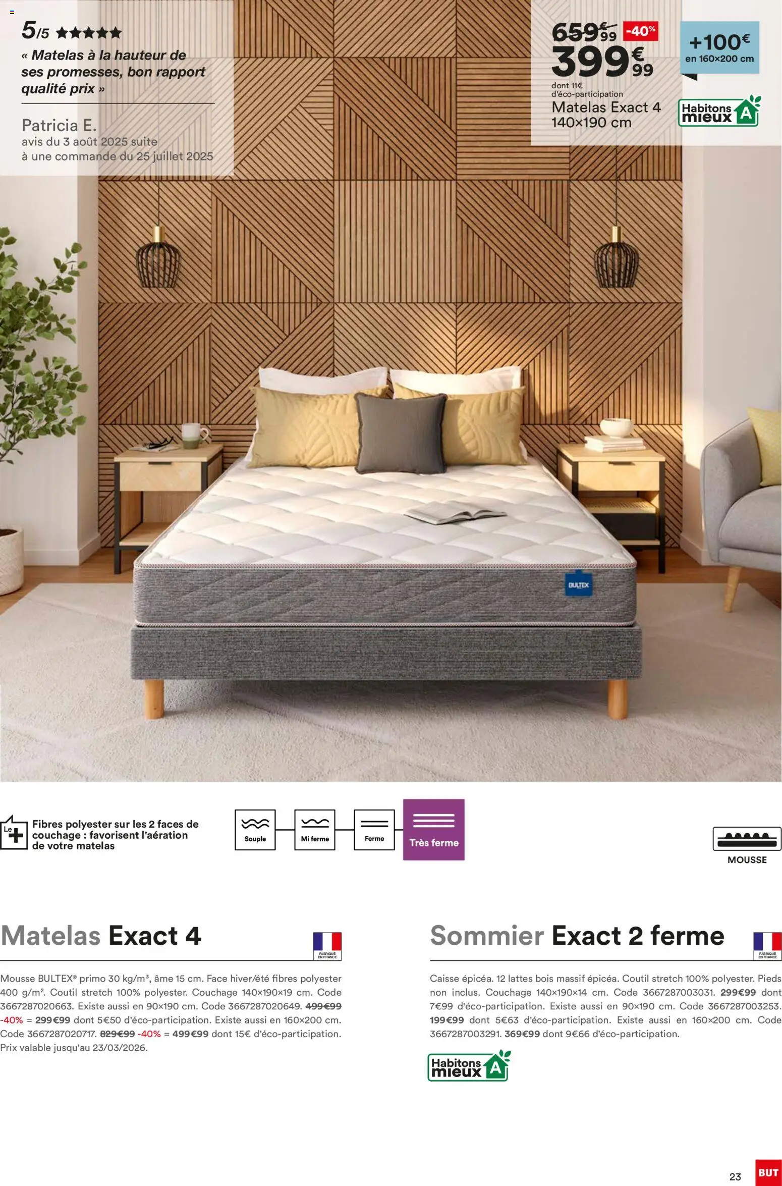 {H1} | Page: 23 | Produits: Mousse, Matelas, Sommier