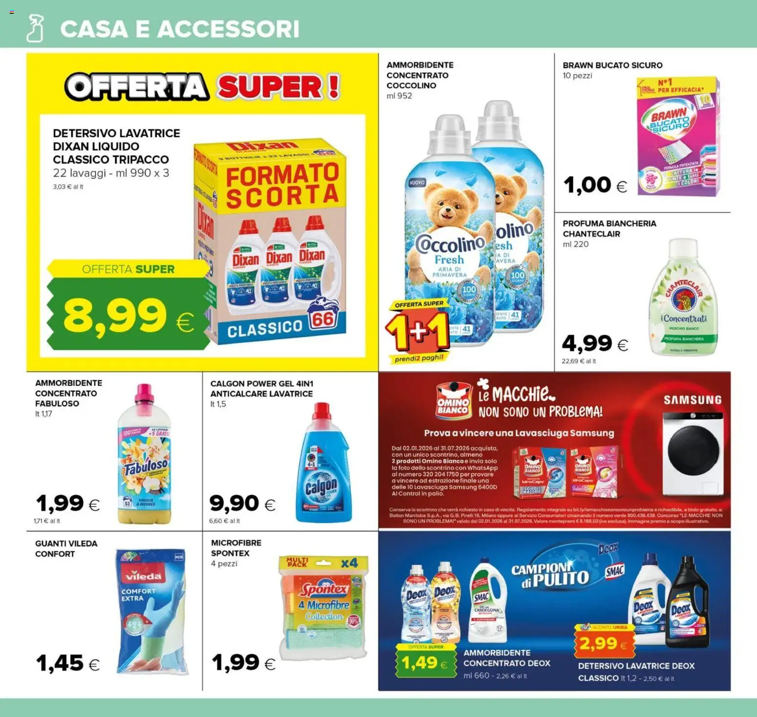 Volantino Oasi del 12.02.2026 | Pagina: 30 | Prodotti: Ammorbidente, Candeggina, Anticalcare, Lavatrice