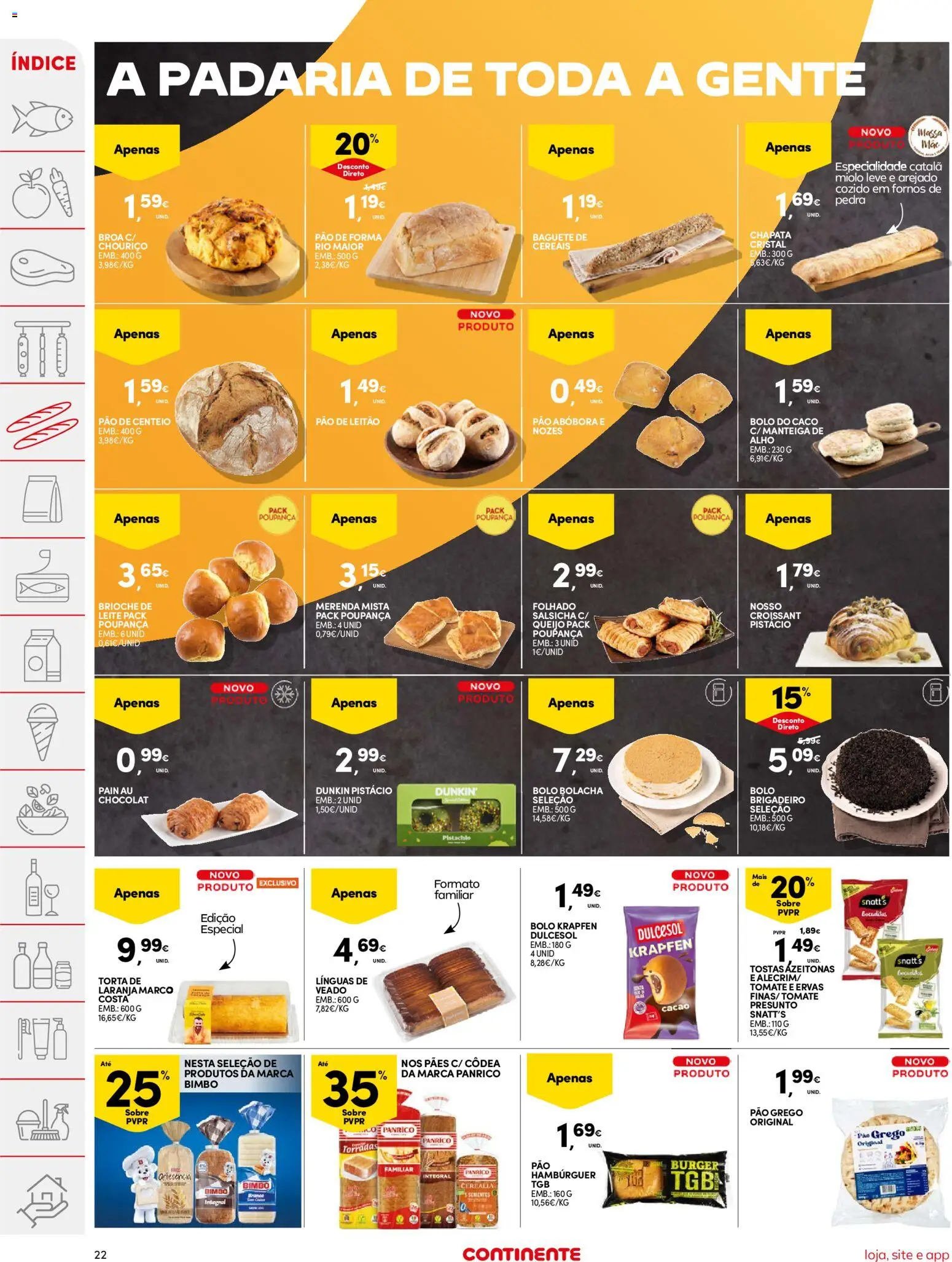 Continente folheto │ válido de 24.02.2026 | Página: 22 | Produtos: Pão de forma, Azeitonas, Tostas, Presunto