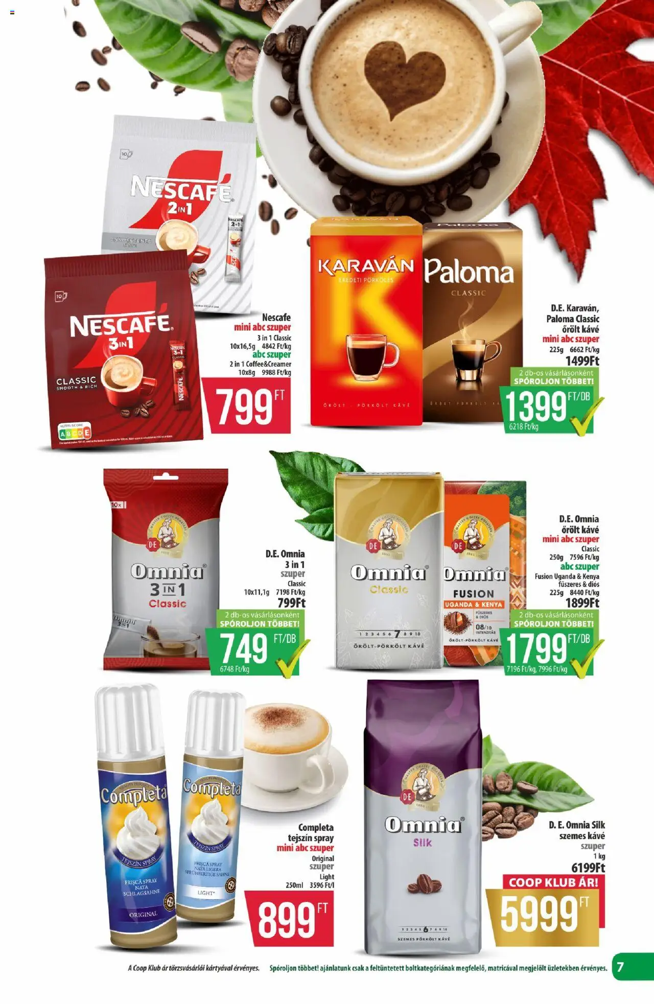 COOP akciós ujság - amely érvényes a következő dátumtól: 16.10.2025 | Oldal: 7 | Termékek: Nescafé, Kávé, Őrölt kávé, Tejszín