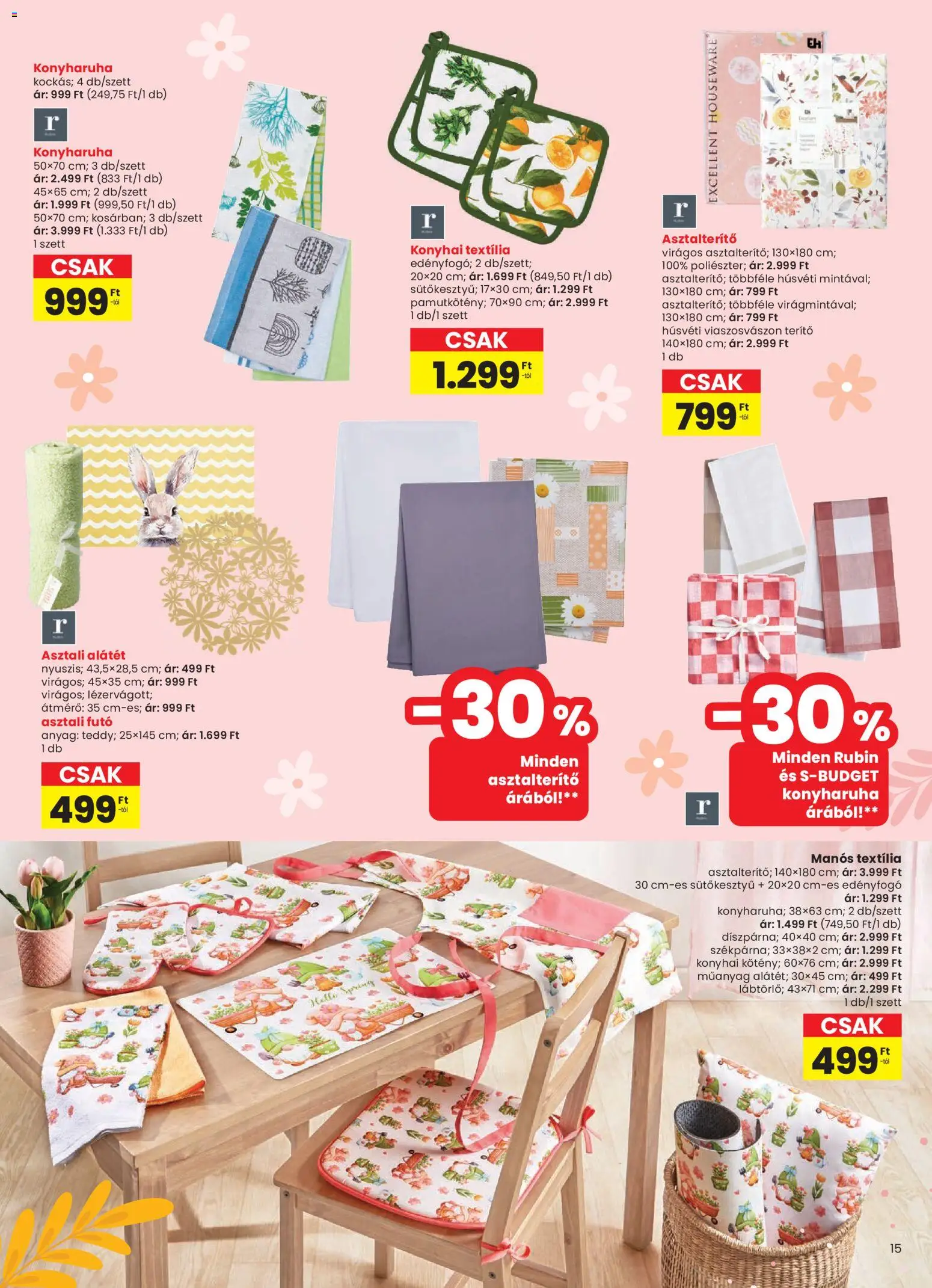 Interspar akciós ujság - amely érvényes a következő dátumtól: 04.03.2026 | Oldal: 15 | Termékek: Konyharuha, Asztalterítő