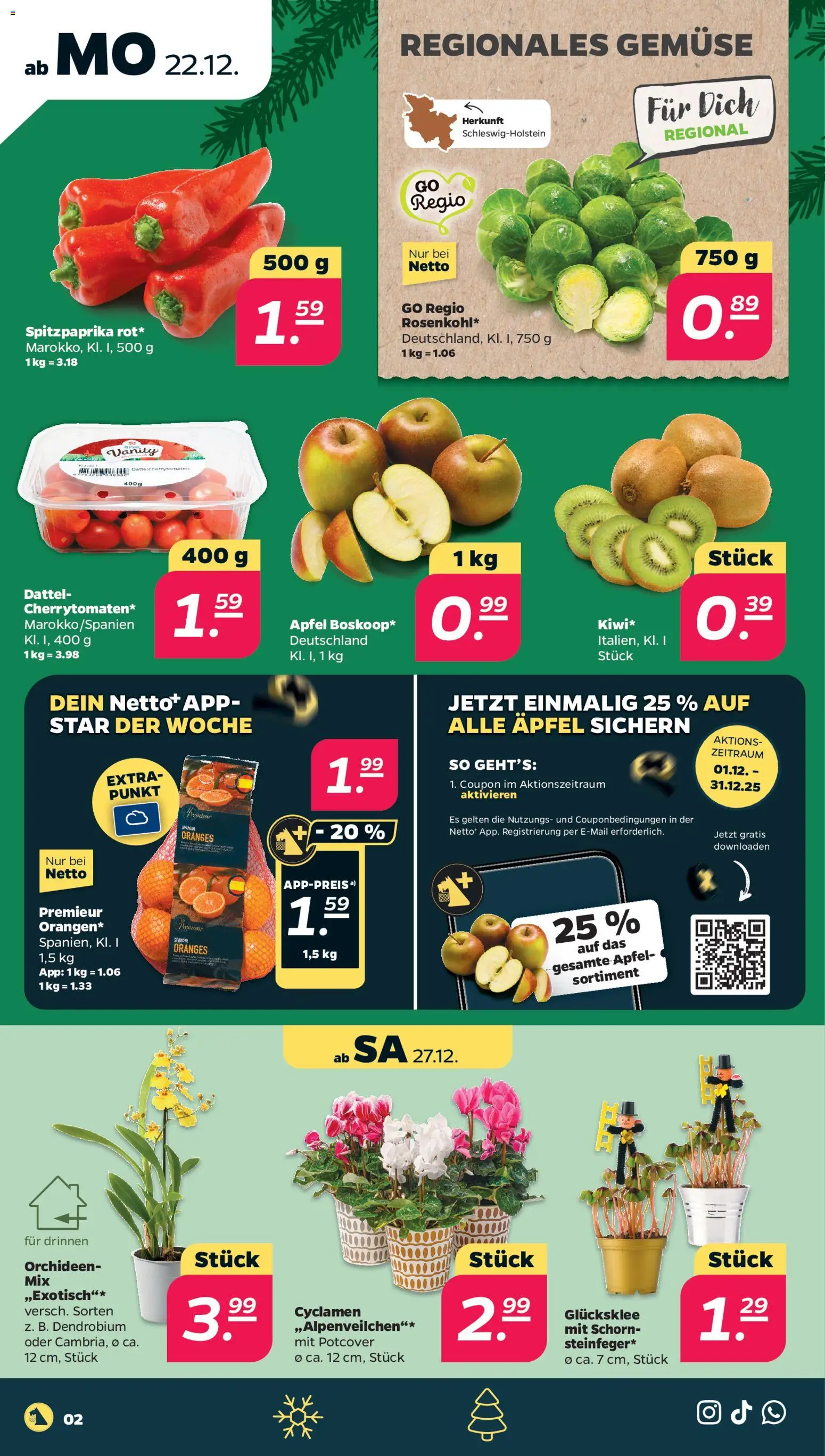 Netto Prospekt 	 – gültig ab 22.12.2025 | Seite: 2 | Produkte: Äpfel, Gemüse, Dattel