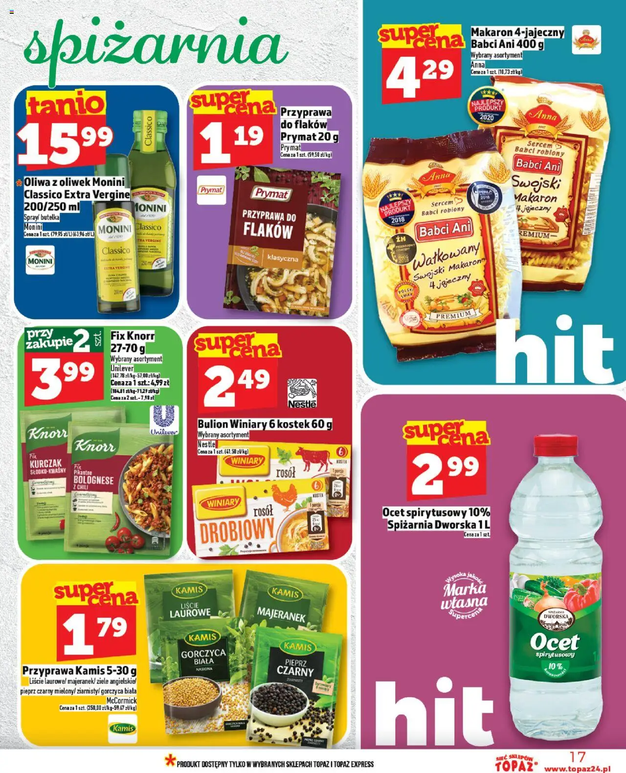 Topaz Gazetka od 07.08.2025 | Strona: 17 | Produkty: Chili, Ocet, Majeranek, Kurczak