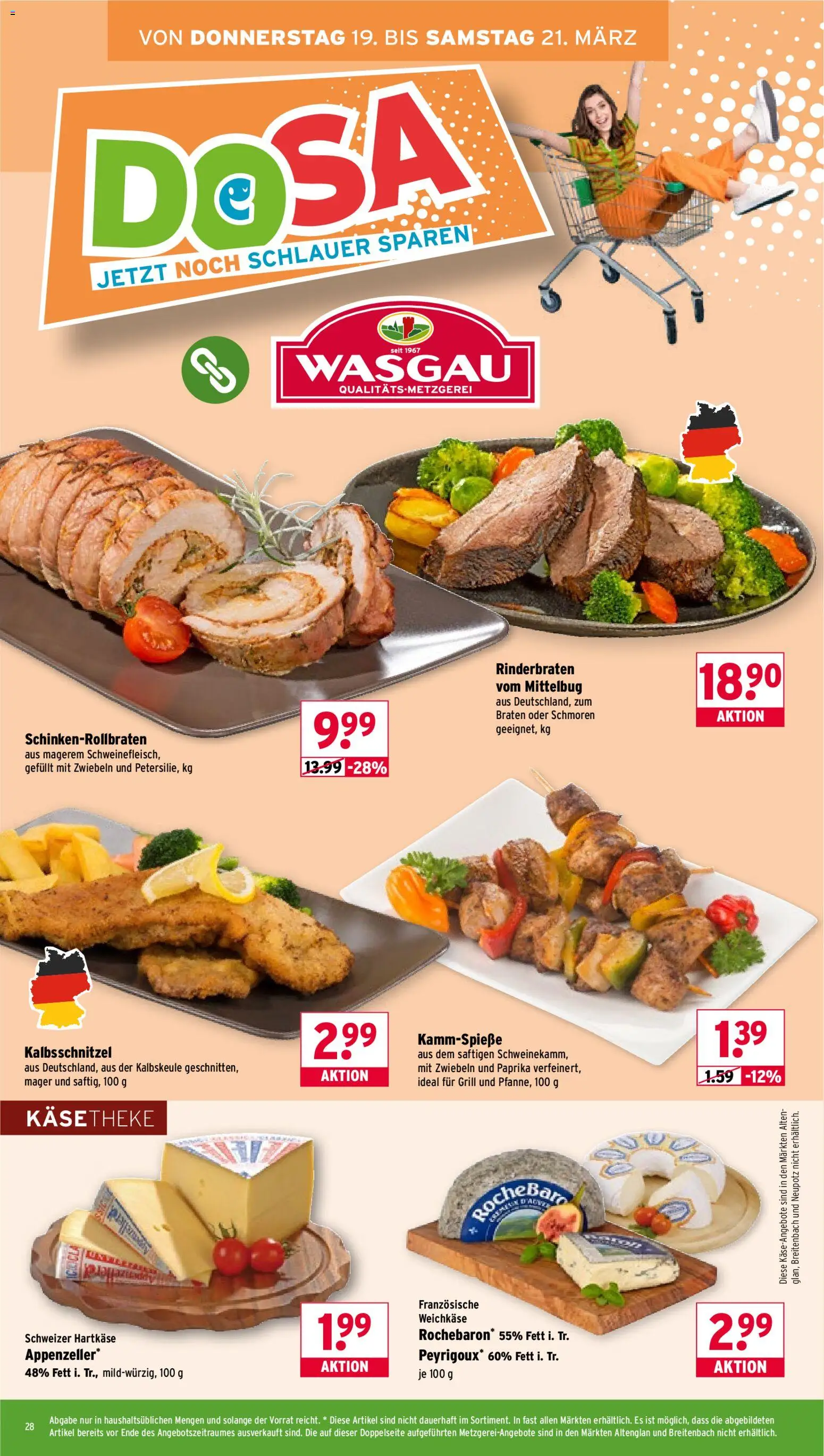 Wasgau Prospekt 	 – gültig ab 16.03.2026 | Seite: 28 | Produkte: Rinderbraten, Grill, Zwiebeln, Paprika