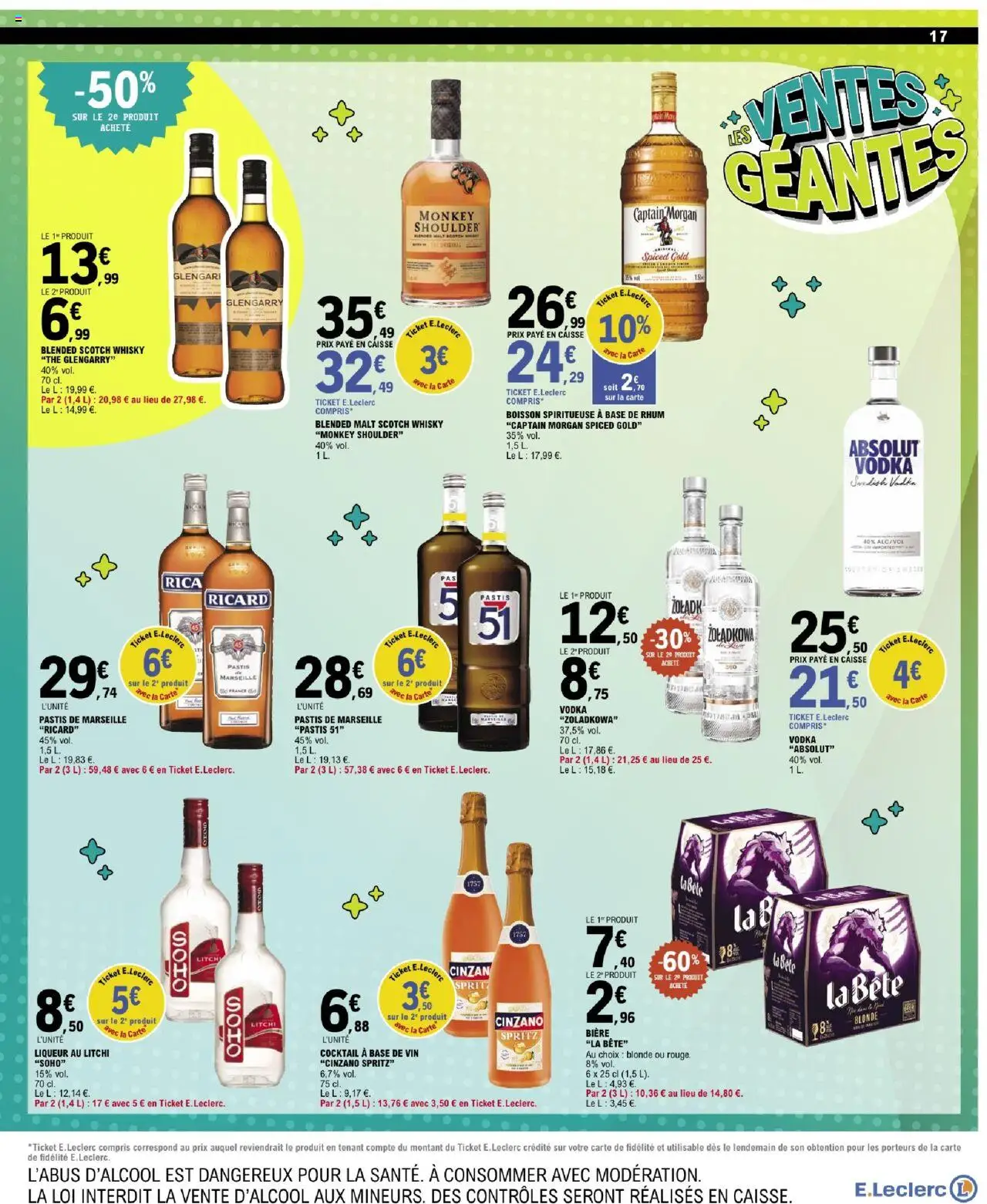 {H1} | Page: 17 | Produits: Vodka, Base, Monkey shoulder, Pastis 51