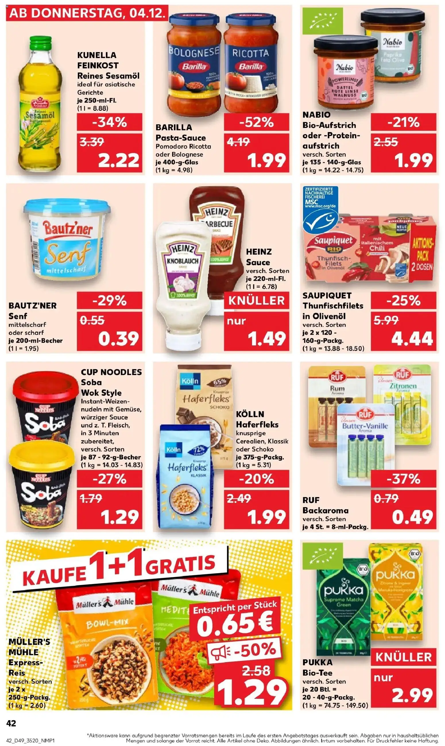 Kaufland prospekt Wurzen	 – gültig ab 08.12.2025 | Seite: 42 | Produkte: Barilla, Thunfisch, Pasta, Nudeln