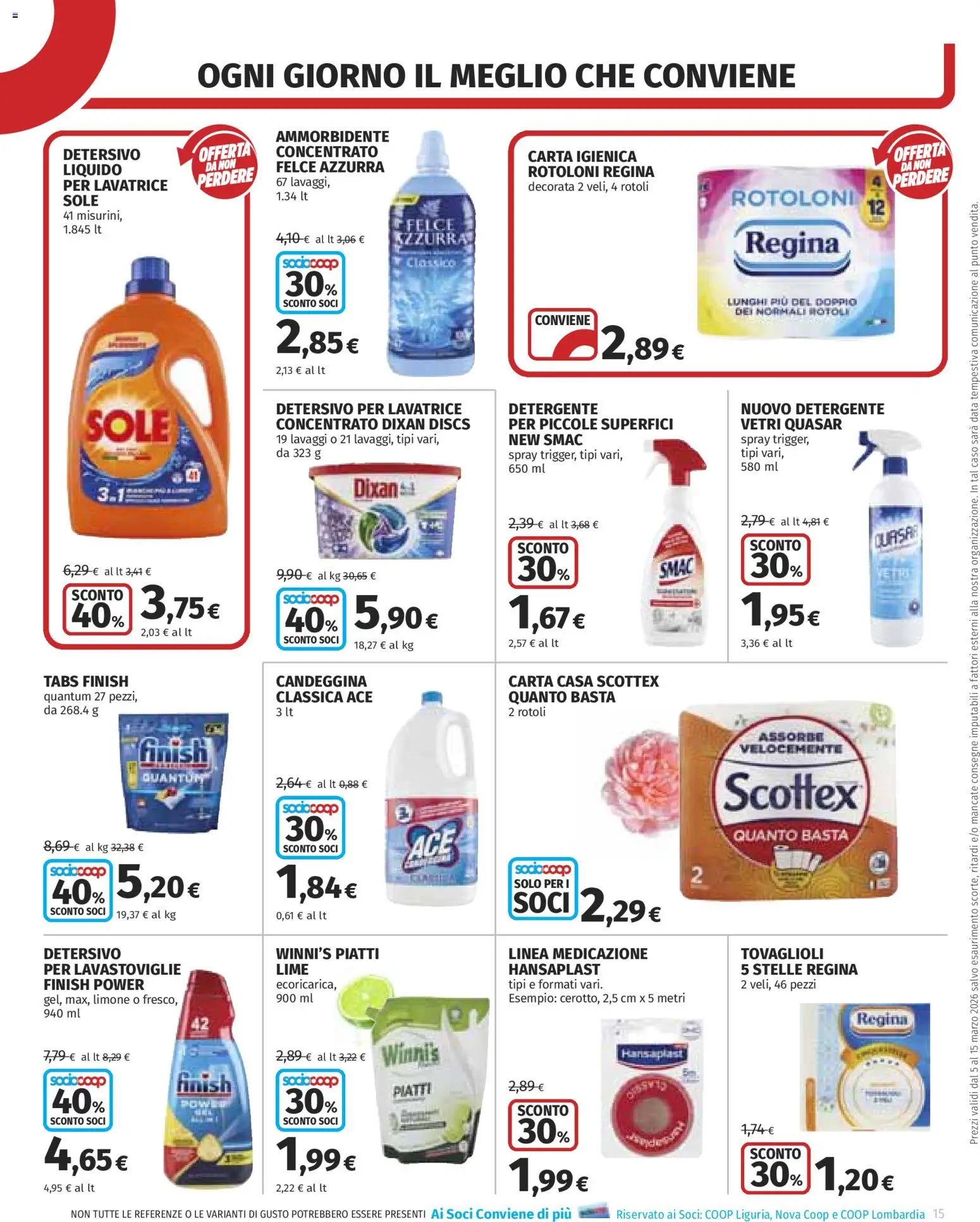 Volantino COOP del 05.03.2026 | Pagina: 15 | Prodotti: Carta igienica, Ammorbidente, Detergente, Limone