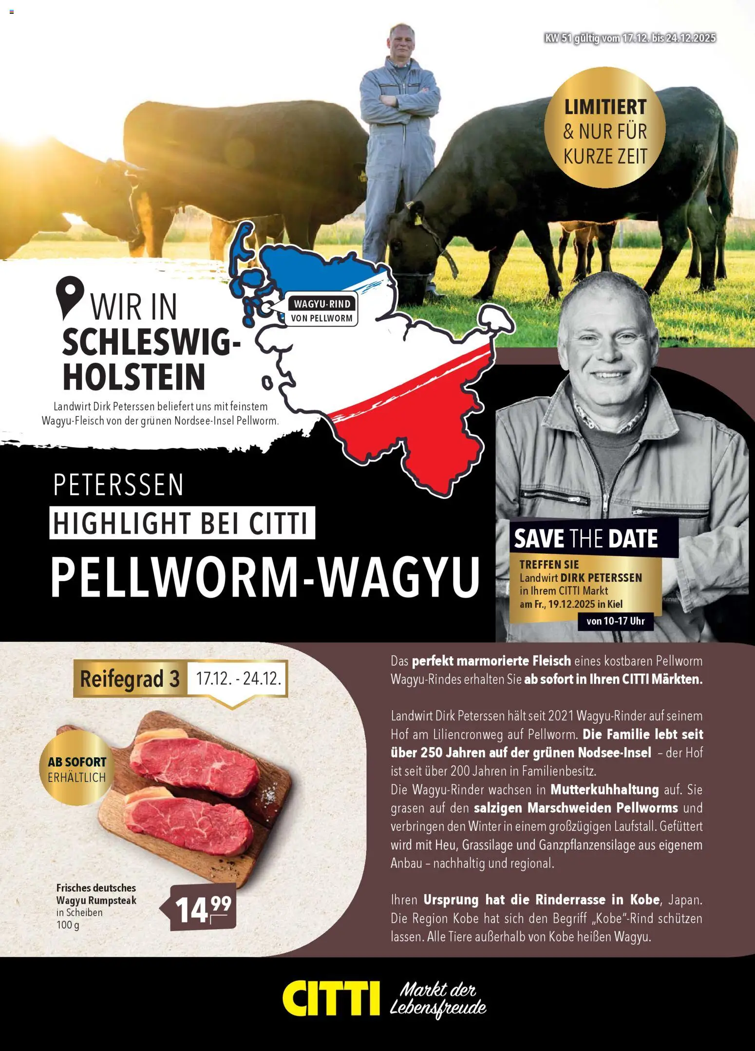 CITTI Markt Wagyu – gültig ab 17.12.2025 | Seite: 1 | Produkte: Rumpsteak, Fleisch, Uhr