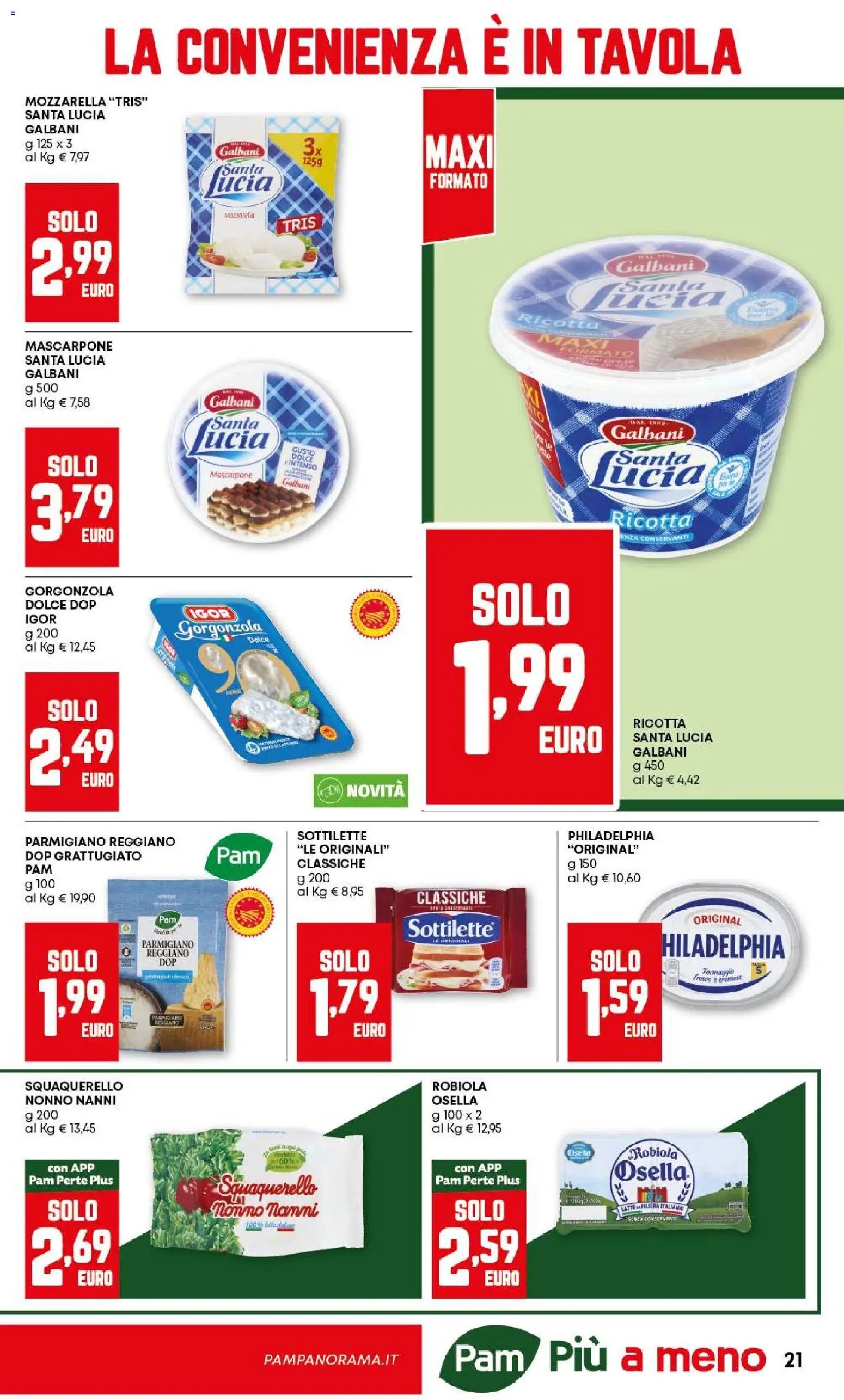 Volantino PAM del 18.12.2025 | Pagina: 21 | Prodotti: Mozzarella, Ricotta, Parmigiano, Robiola