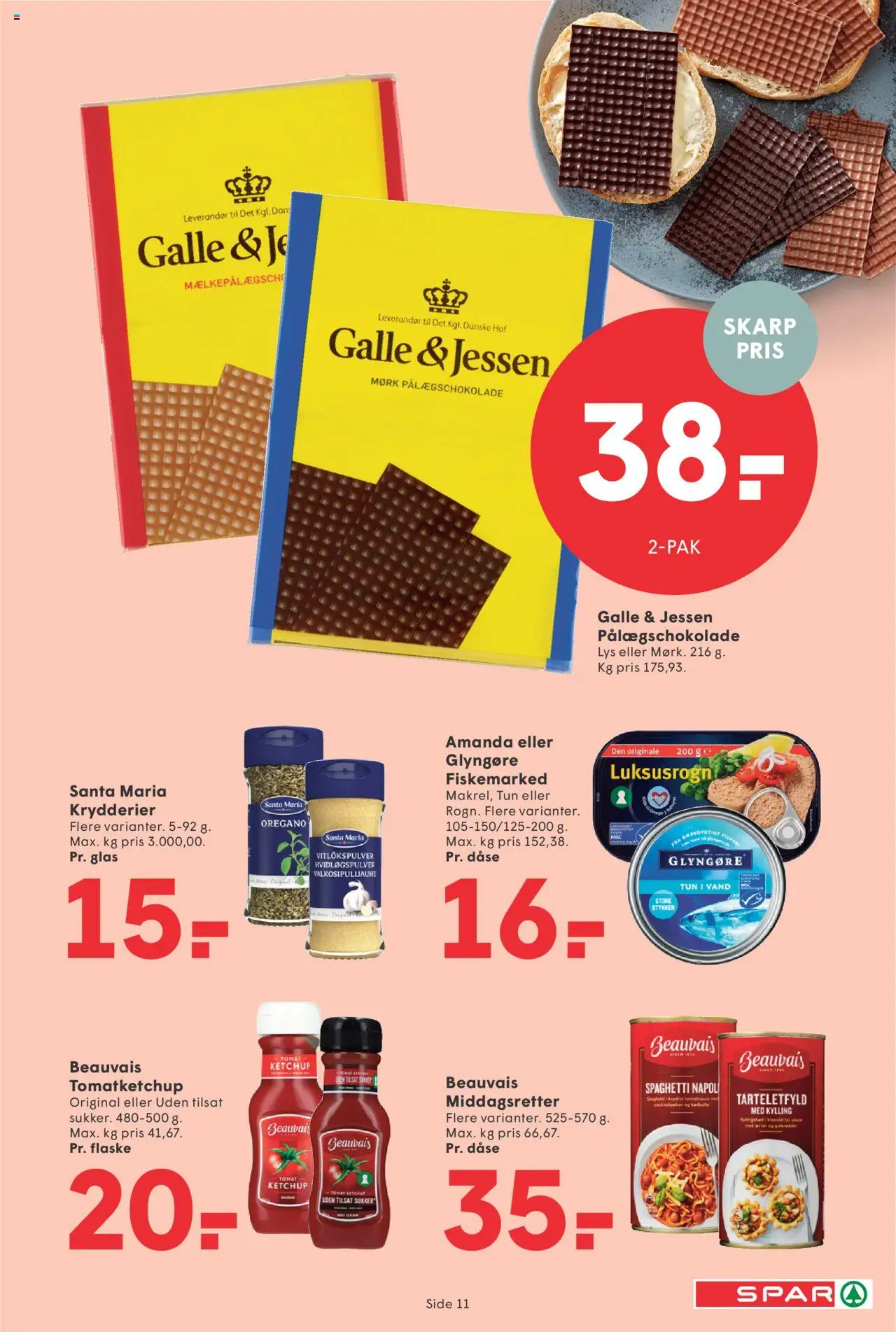 Spar Tilbudsavis gyldig fra 04.07.2025 | Side: 11 | Produkter: Spaghetti, Ketchup, Pålægschokolade, Sukker