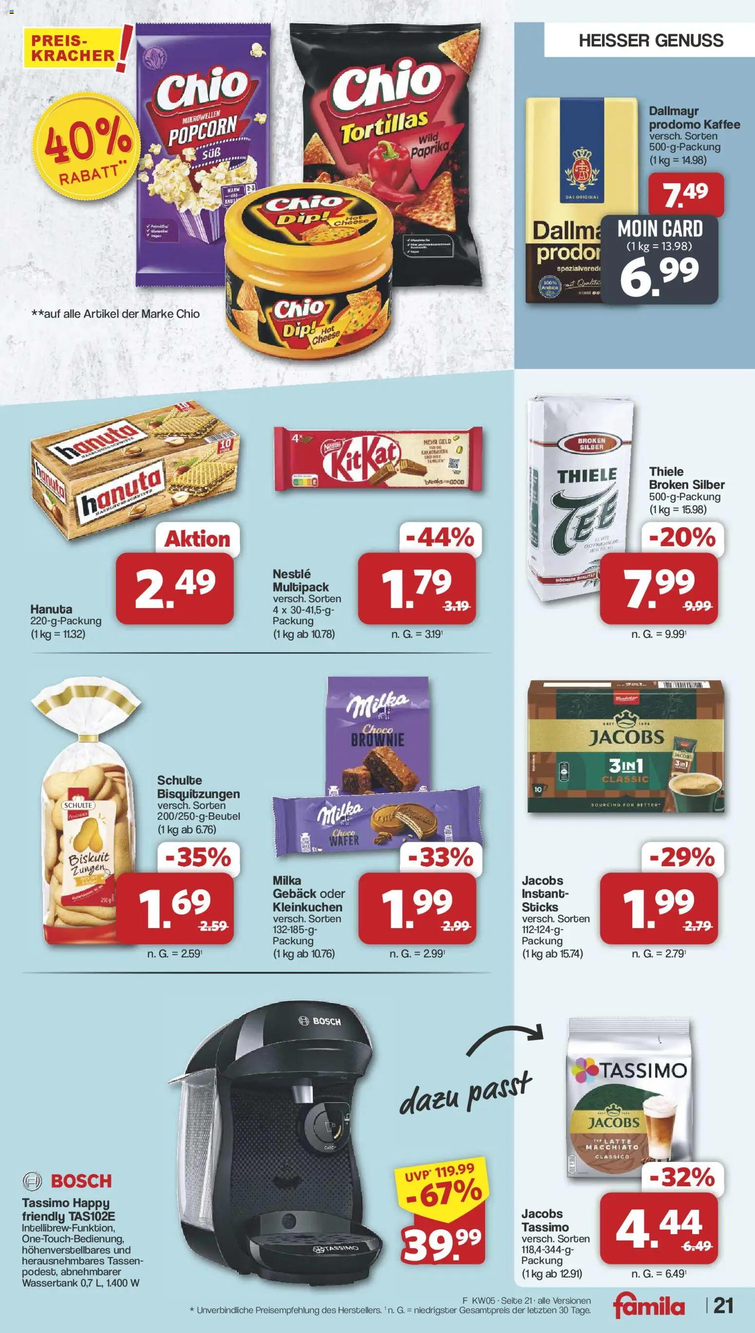 Famila Nordwest Prospekt 	 – gültig ab 26.01.2026 | Seite: 21 | Produkte: Bosch, Kaffee, Milka, Tassimo