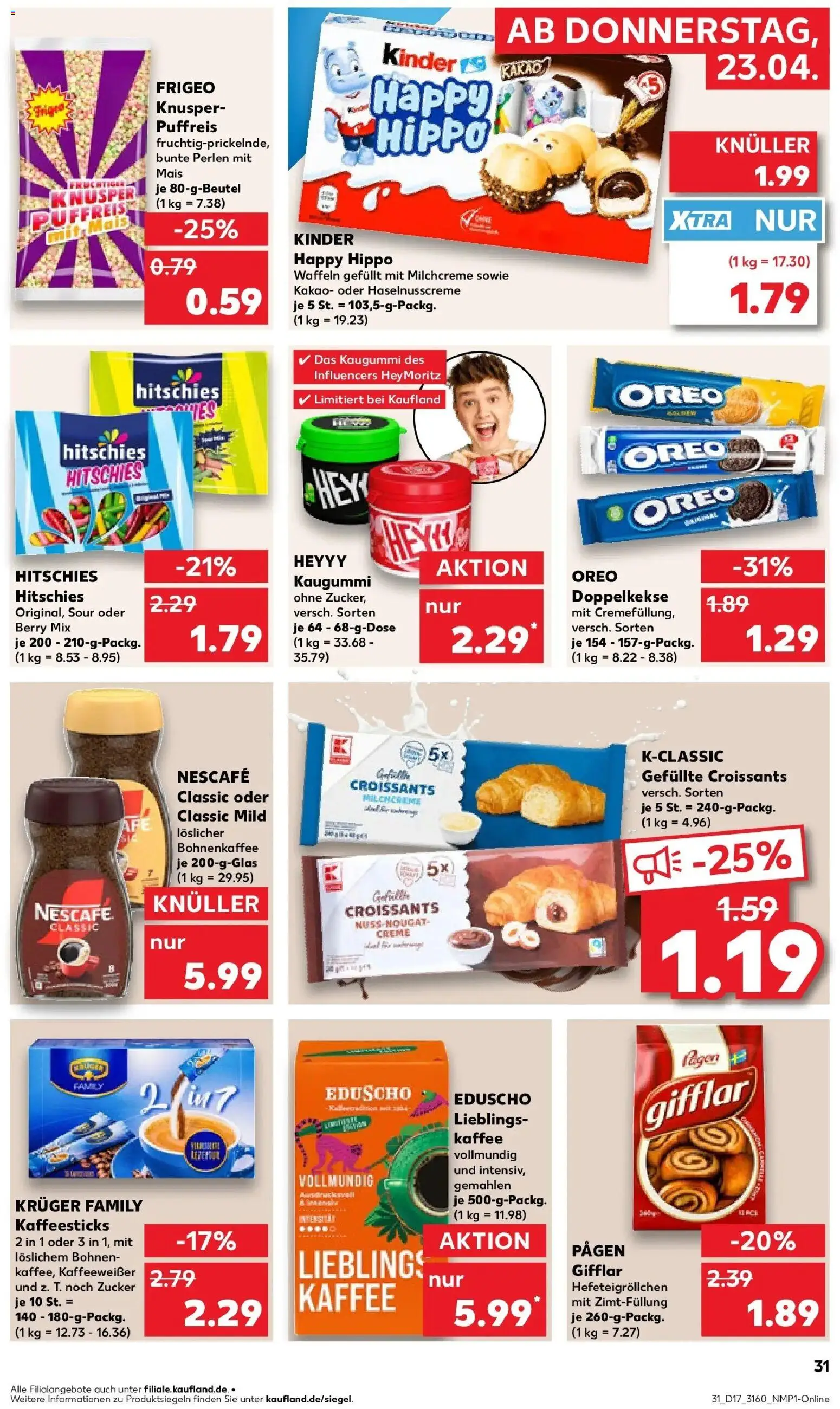 Kaufland Prospekt Arnstadt	 – gültig ab 23.04.2026 | Seite: 31 | Produkte: Nescafe, Creme, Waffeln, Eduscho
