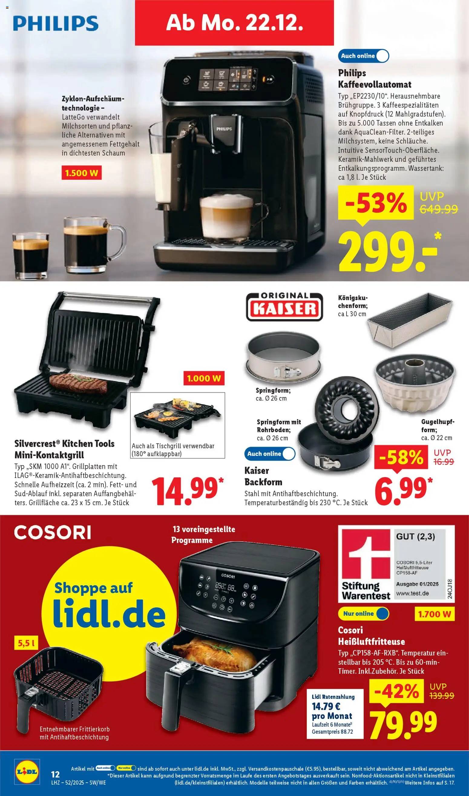 Lidl Prospekt Gundelsheim – gültig ab 22.12.2025 | Seite: 22 | Produkte: Philips, Kaffeevollautomat, Heißluftfritteuse