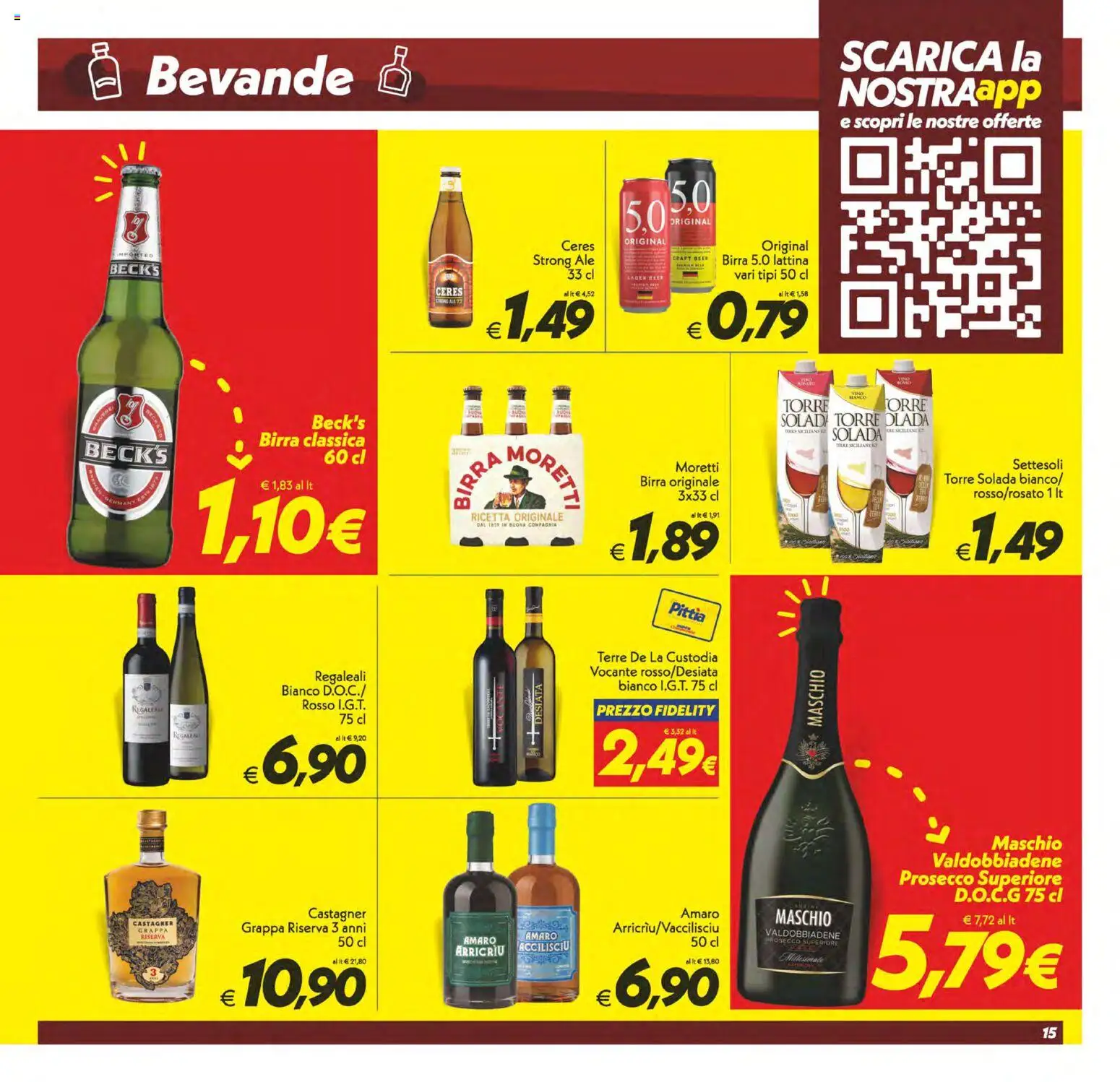 Volantino SuperConveniente del 14.11.2025 | Pagina: 15 | Prodotti: Birra, Prosecco, Ceres, Grappa