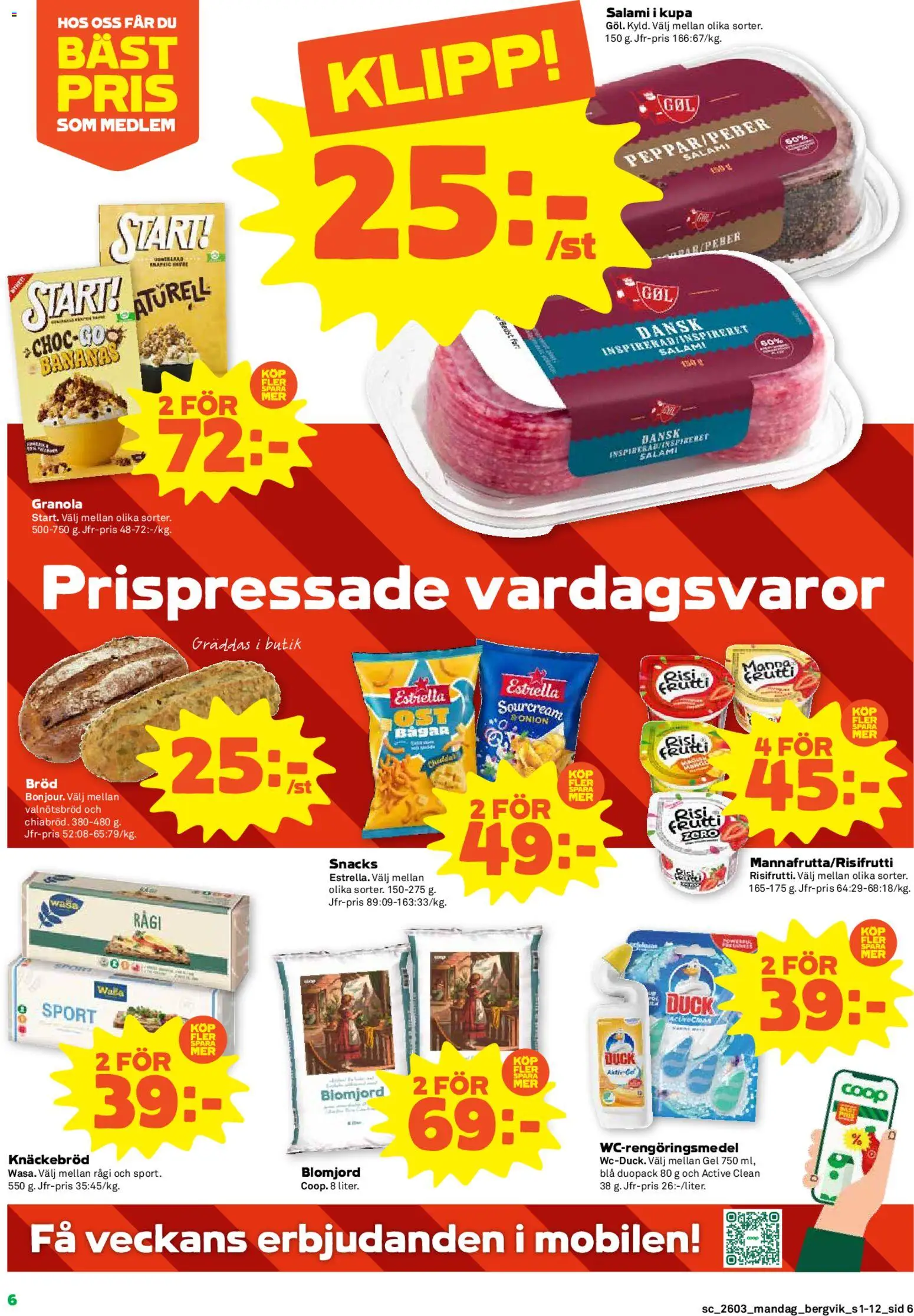 Stora Coop reklamblad aktuell från 12.01.2026 | Sida: 6 | Produkter: Blomjord, Knäckebröd, Bröd, Granola