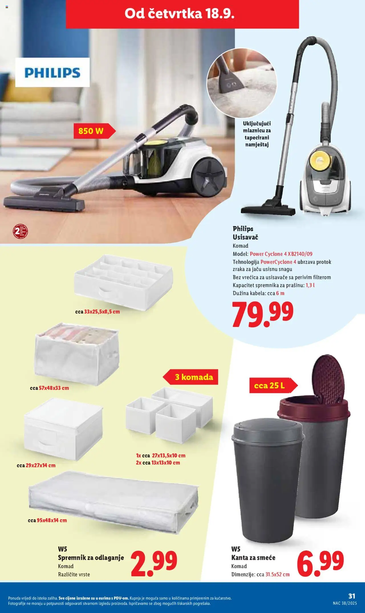 Lidl katalog | vrijedi od 18.09.2025 | Stranica: 31 | Proizvodi: Usisavač, Kanta za smeće