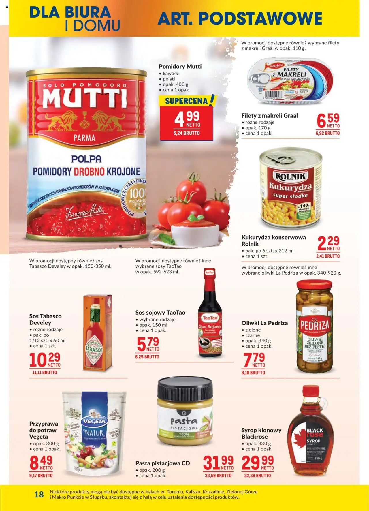 Makro Gazetka od 19.08.2025 | Strona: 18 | Produkty: Syrop, Kukurydza, Sos sojowy, Sos