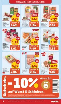 Penny Markt - Flugblatt ab 05.03.2026 gültig | Seite: 9 | Produkte: Wurst, Käse, Schinken