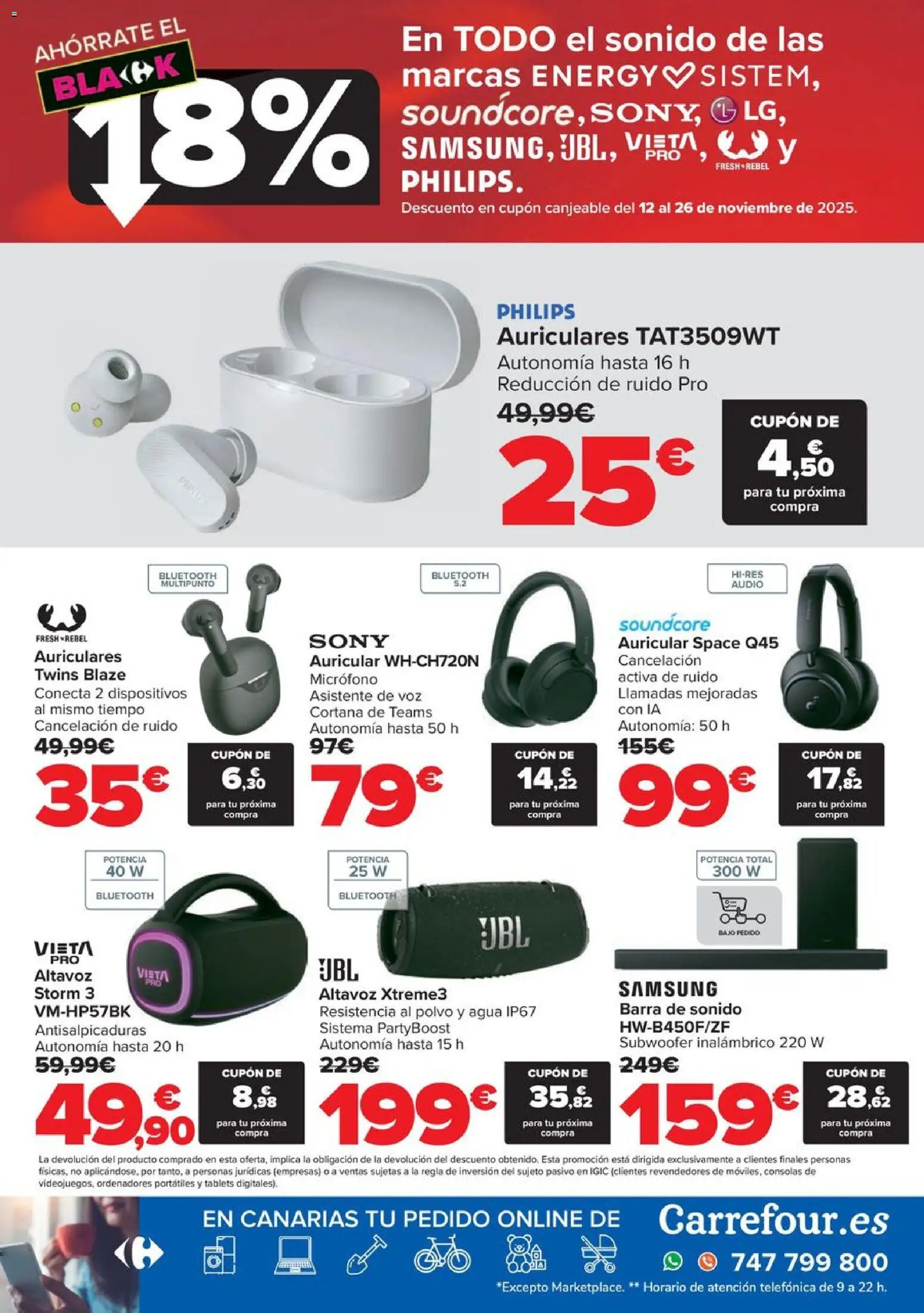 Carrefour Black Friday │ válido desde el 06.11.2025 | Página: 5 | Productos: Audio, Auriculares, Micrófono, Altavoz