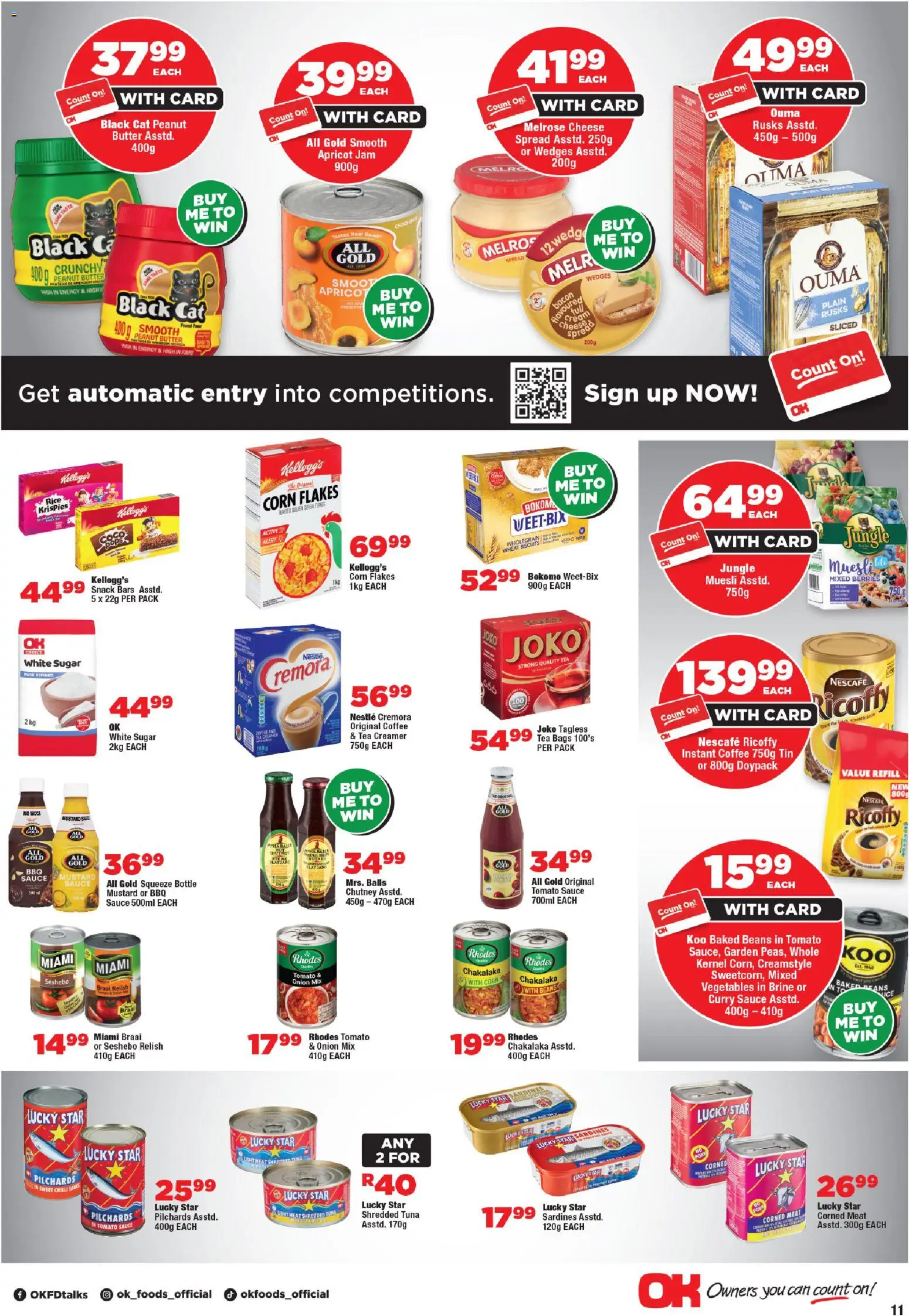 New OK Foods catalogue – valid from 21.01.2026 | Page: 11 | Products: Tuna, Baked beans, Creamer, Mustard