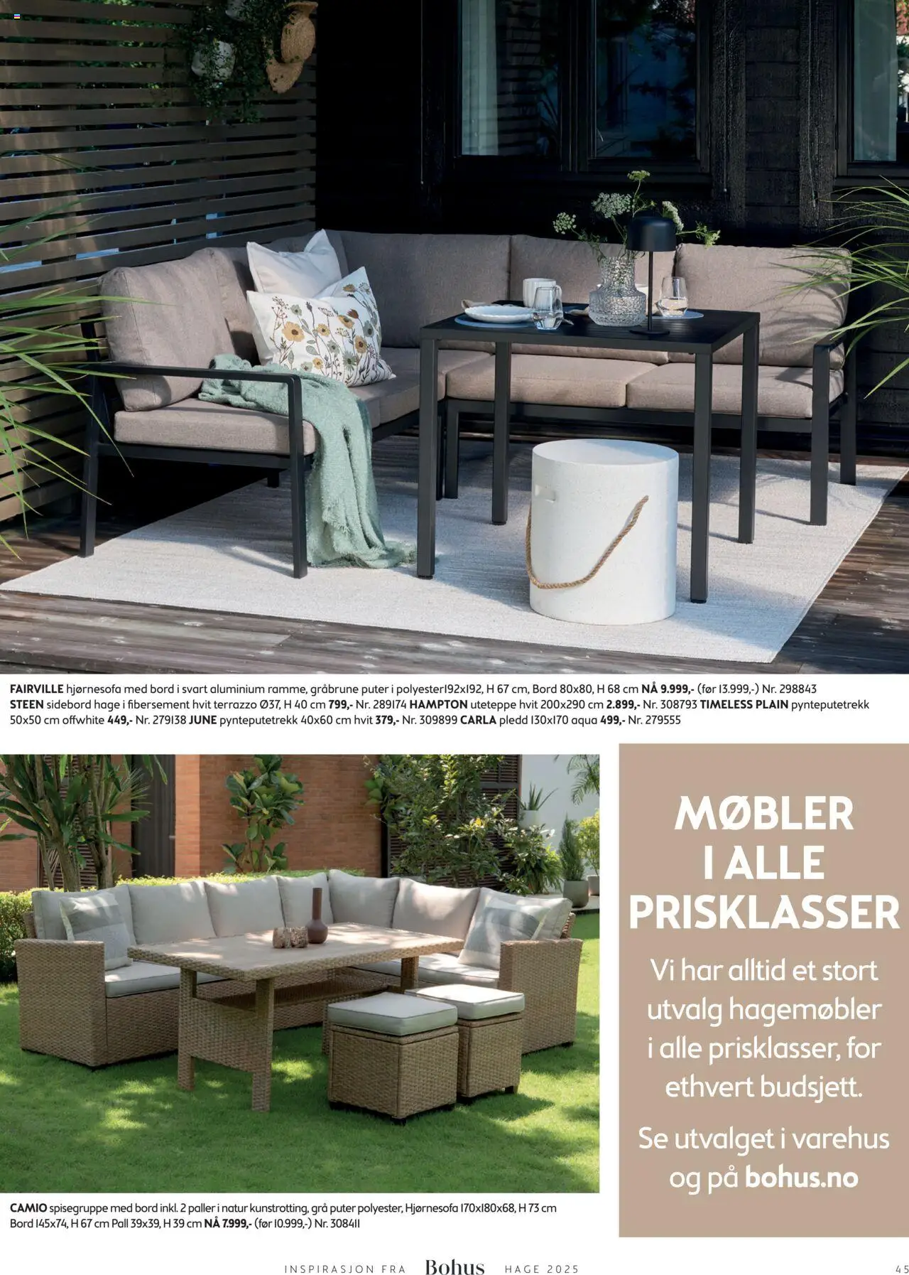  | Side: 45 | Produkter: Pledd, Sidebord, Bord, Hagemøbler