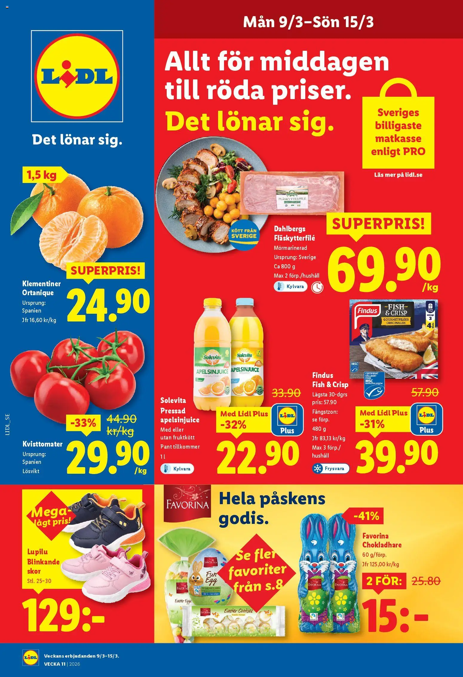 Lidl reklamblad aktuell från 09.03.2026 | Sida: 1 | Produkter: Fläskytterfilé