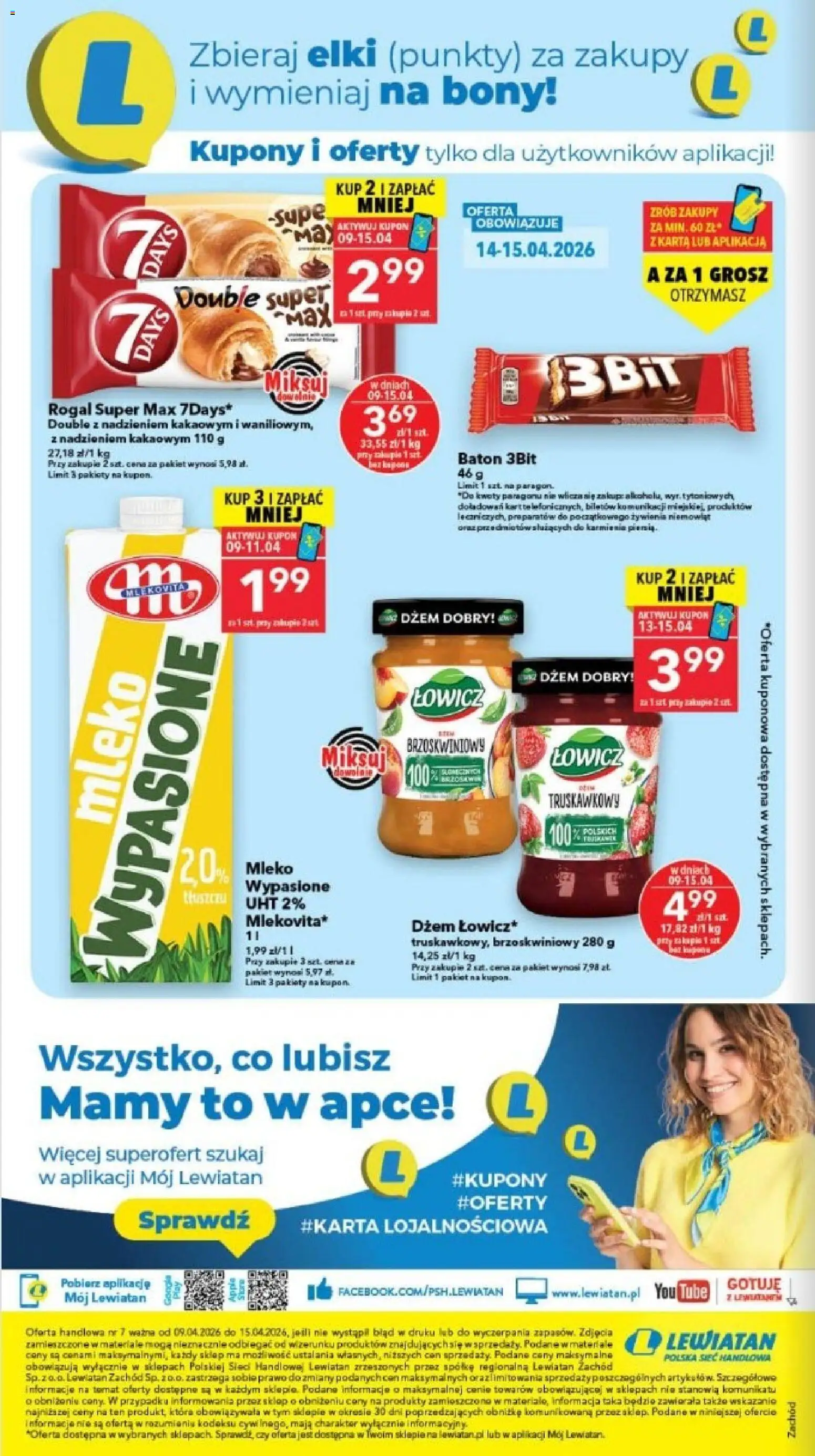 Lewiatan gazetka - Szczecin od 09.04.2026 | Strona: 8 | Produkty: Karta, Baton, Dżem, Mleko