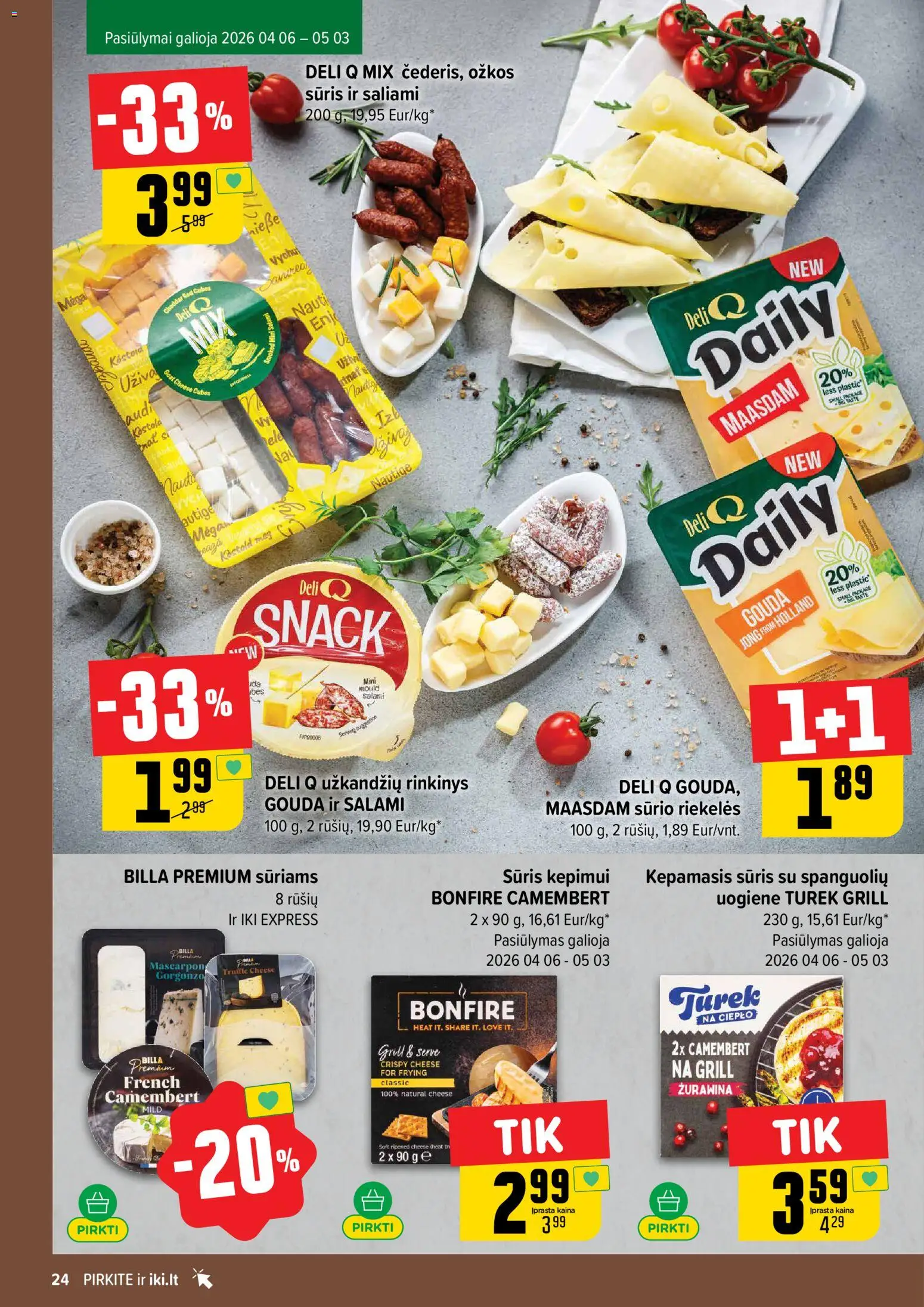 IKI akcijos nuo 27.04.2026 | Puslapis: 24 | Prekių: Sūris