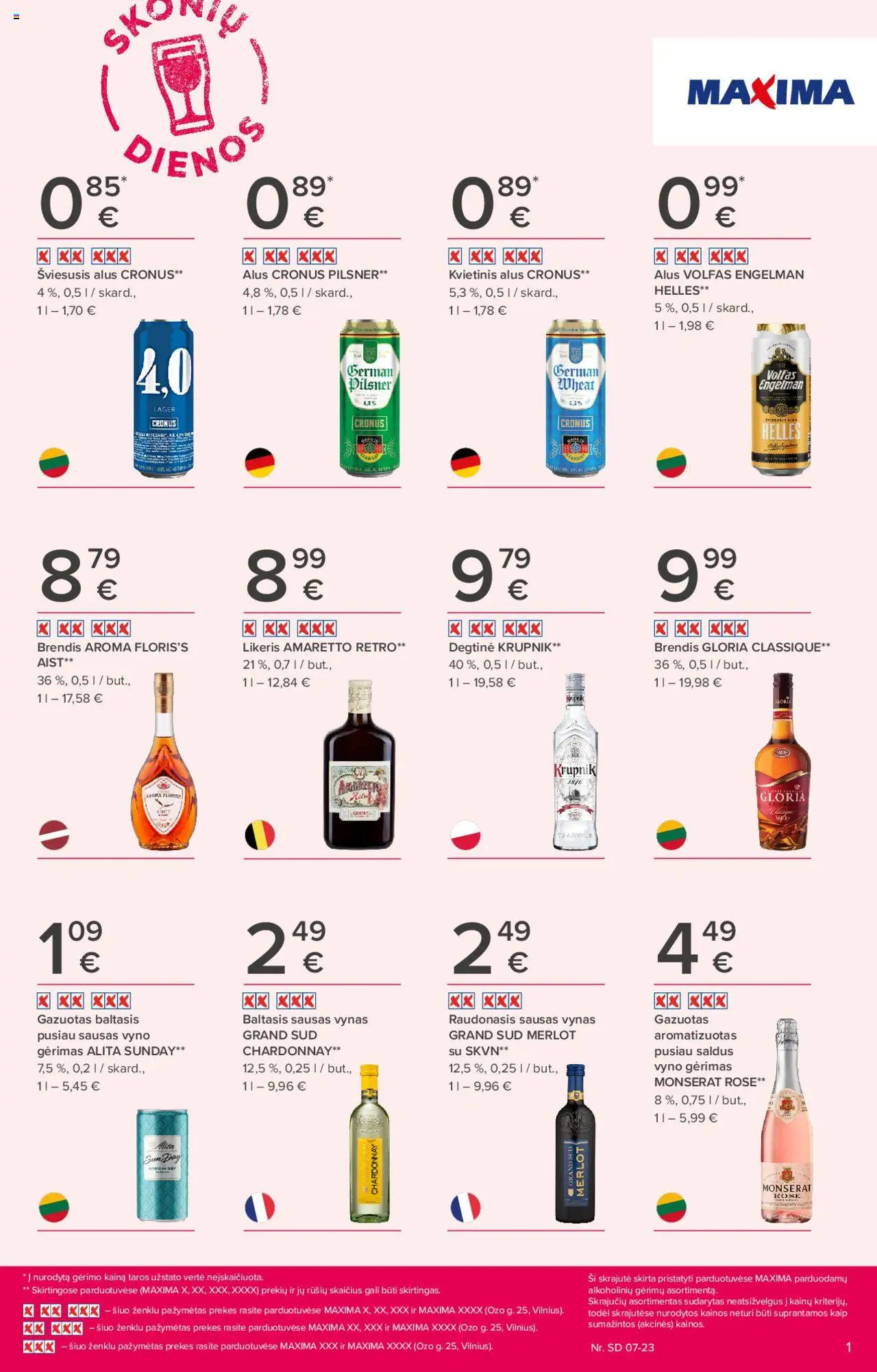 MAXIMA leidinys - Skonių dienos│galioja nuo 10.07.2025 | Puslapis: 1 | Prekių: Degtinė, Vynas, Alus