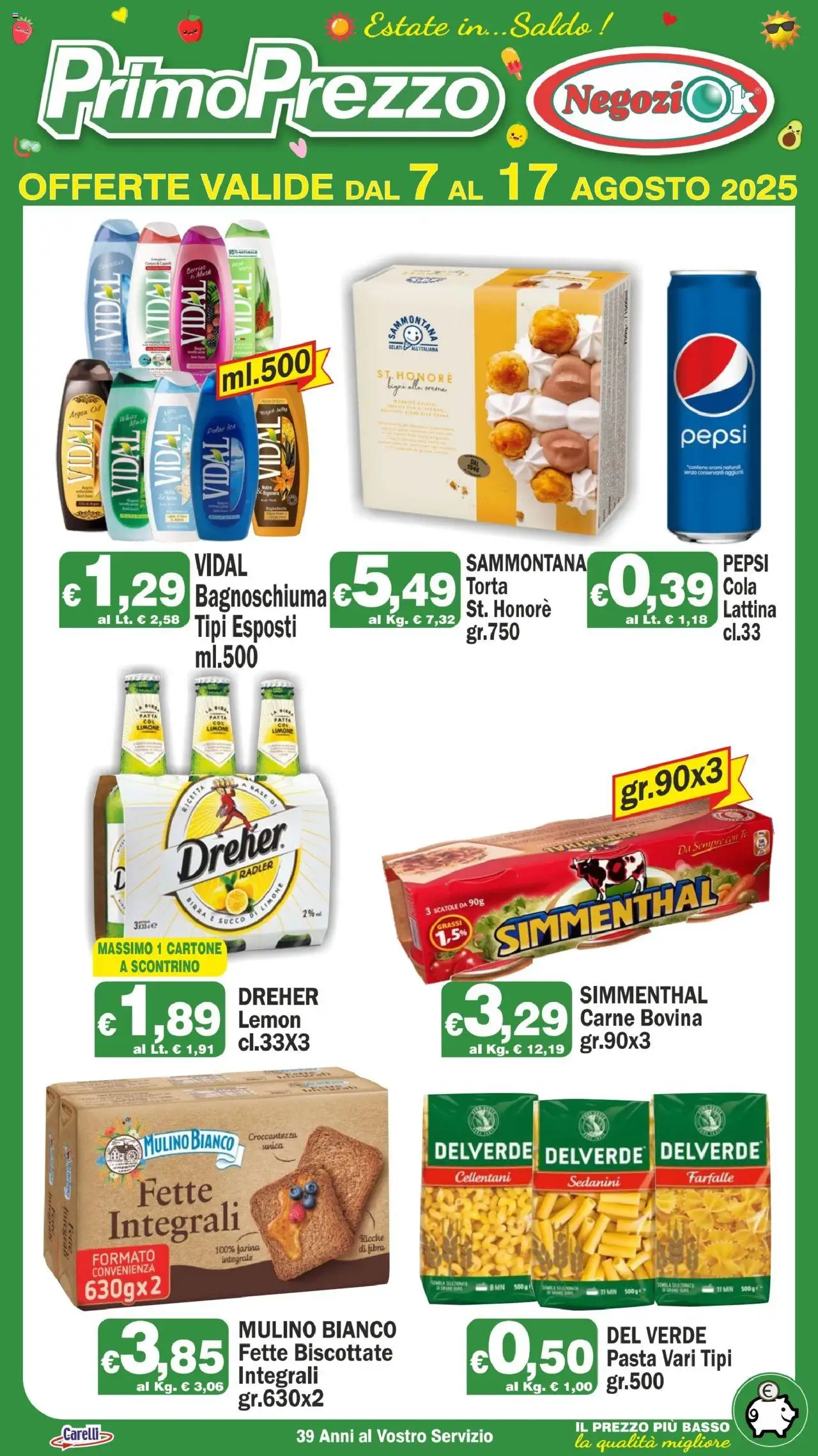 Volantino Primo Prezzo del 07.08.2025 | Pagina: 3 | Prodotti: Crema, Birra, Pasta, Pepsi