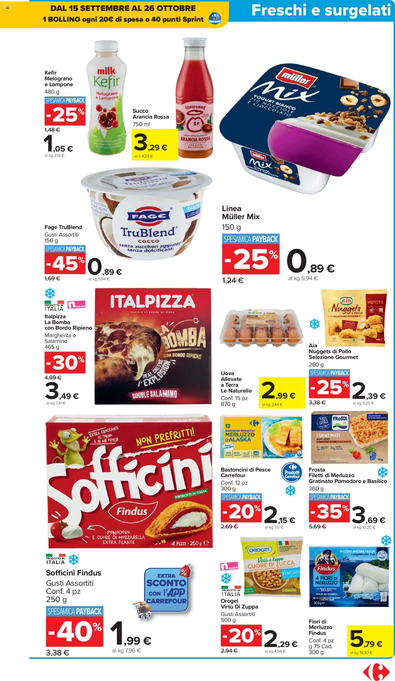 Volantino Carrefour del 10.10.2025 | Pagina: 13 | Prodotti: Cioccolato, Succo, Pesce, Mozzarella